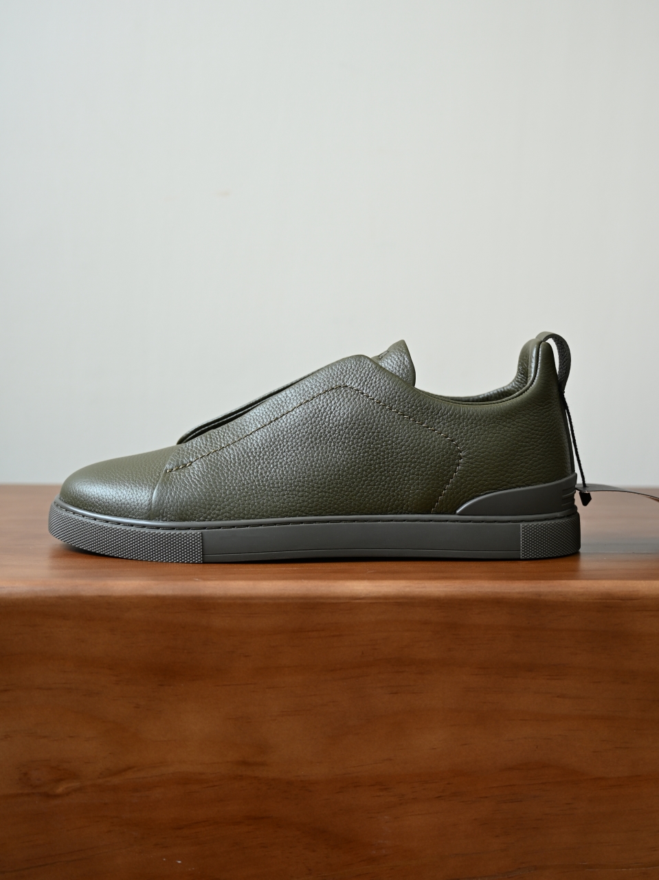 杰尼亚 Zegna  Triple Stitch （Grained cowhide）Laceless skate shoes-C0-LHCVO