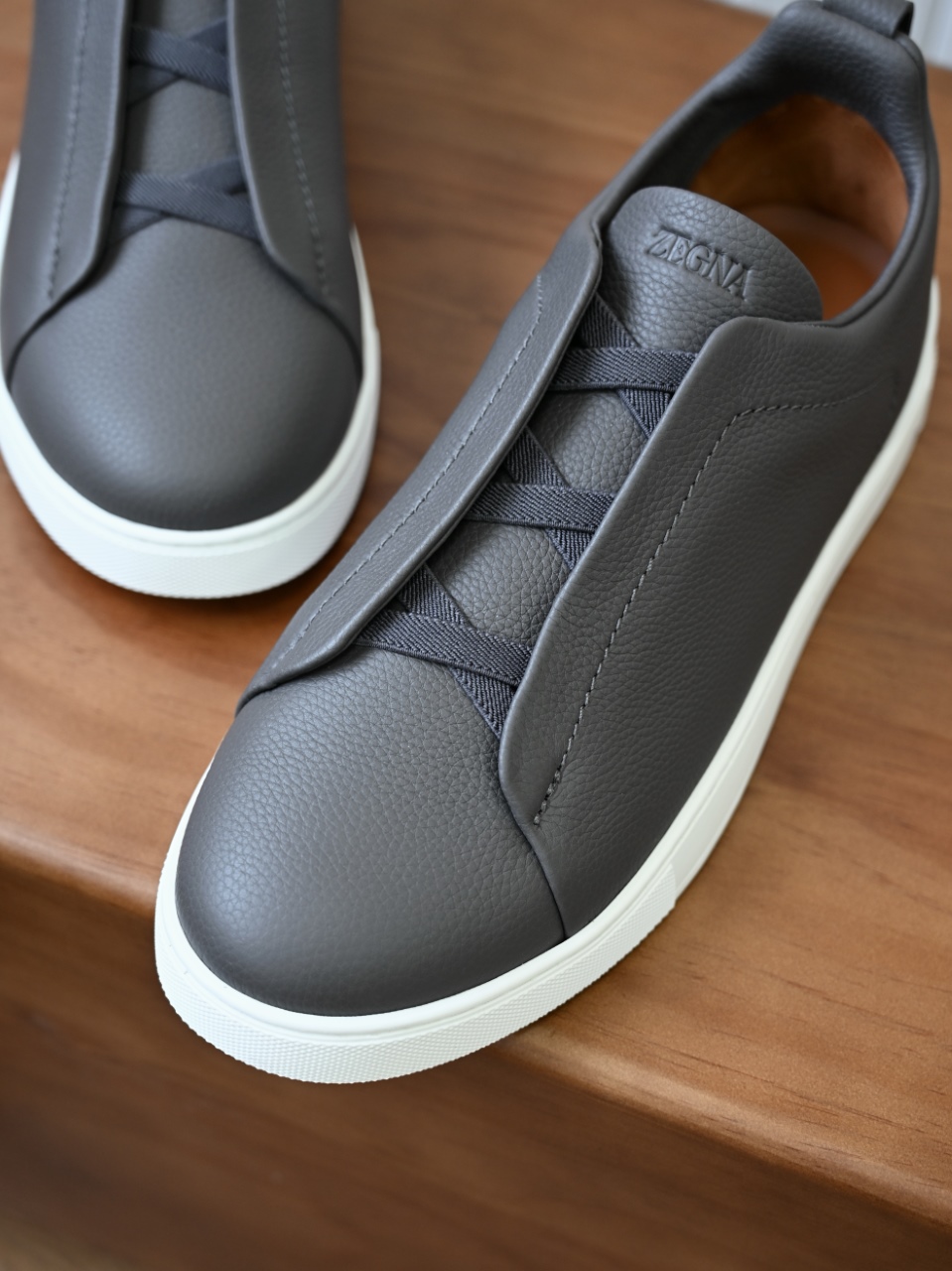 杰尼亚 Zegna  Triple Stitch （Grained cowhide）Laceless skate shoes-C0-LHCVO