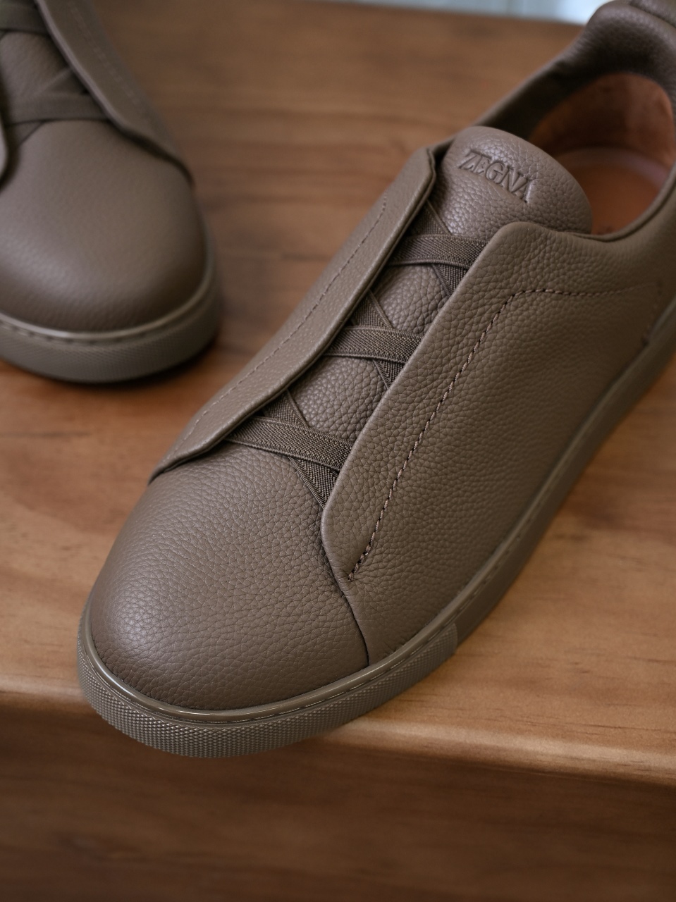杰尼亚 Zegna  Triple Stitch （Grained cowhide）Laceless skate shoes-C0-LHCVO