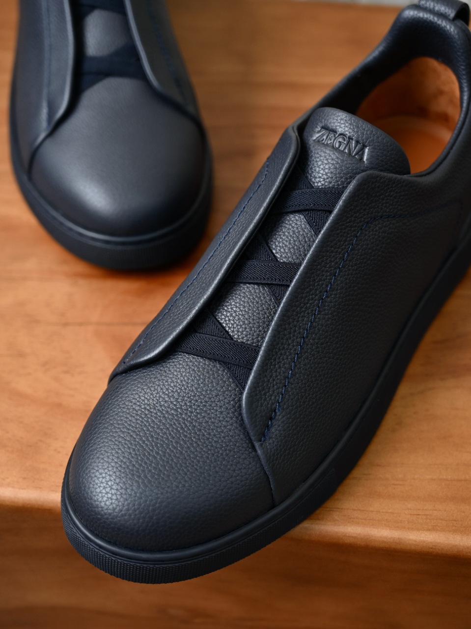杰尼亚 Zegna  Triple Stitch （Grained cowhide）Laceless skate shoes-C0-LHCVO