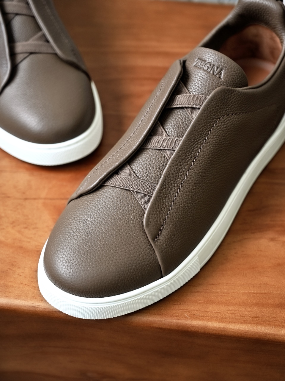 杰尼亚 Zegna  Triple Stitch （Grained cowhide）Laceless skate shoes-C0-LHCVO