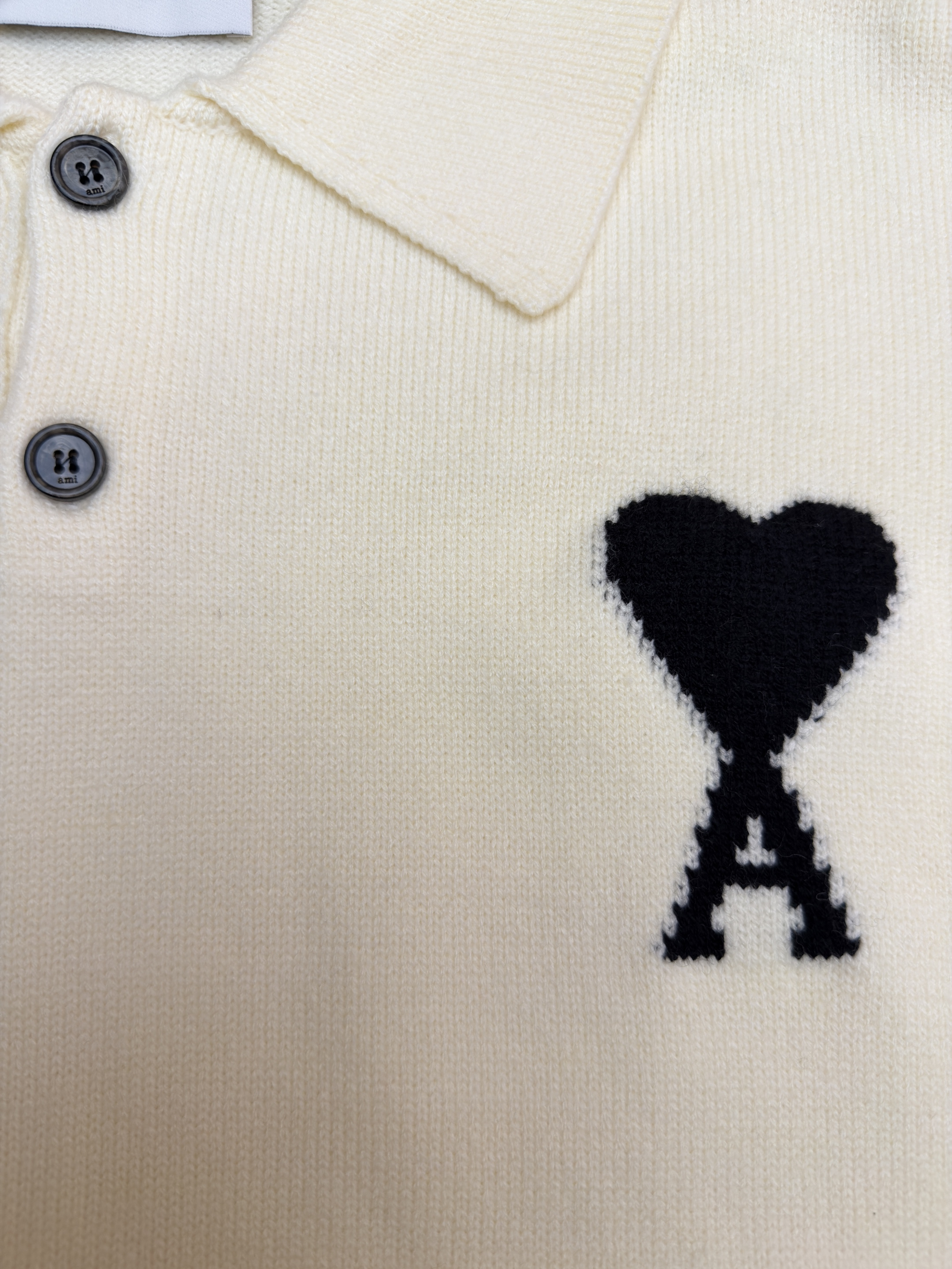 AMIPARIS 爱心提花针织Polo衫 毛衣 针织衫 外套 长袖 秋冬 藏蓝色 灰色 米白色 红色 B0