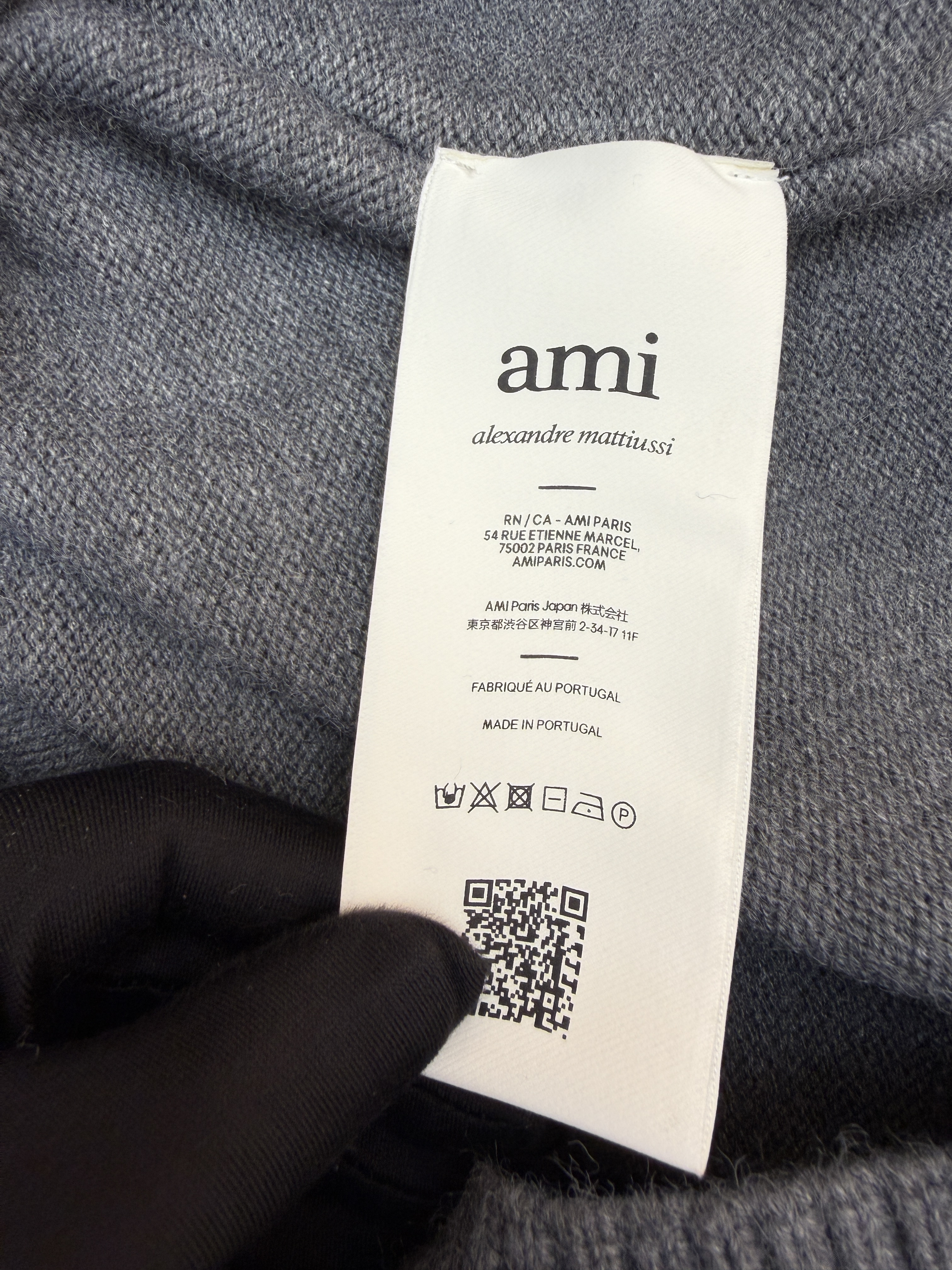 AMIPARIS 爱心提花针织开衫 毛衣 针织衫 外套 长袖 秋冬 藏蓝色 灰色 米白色 B0