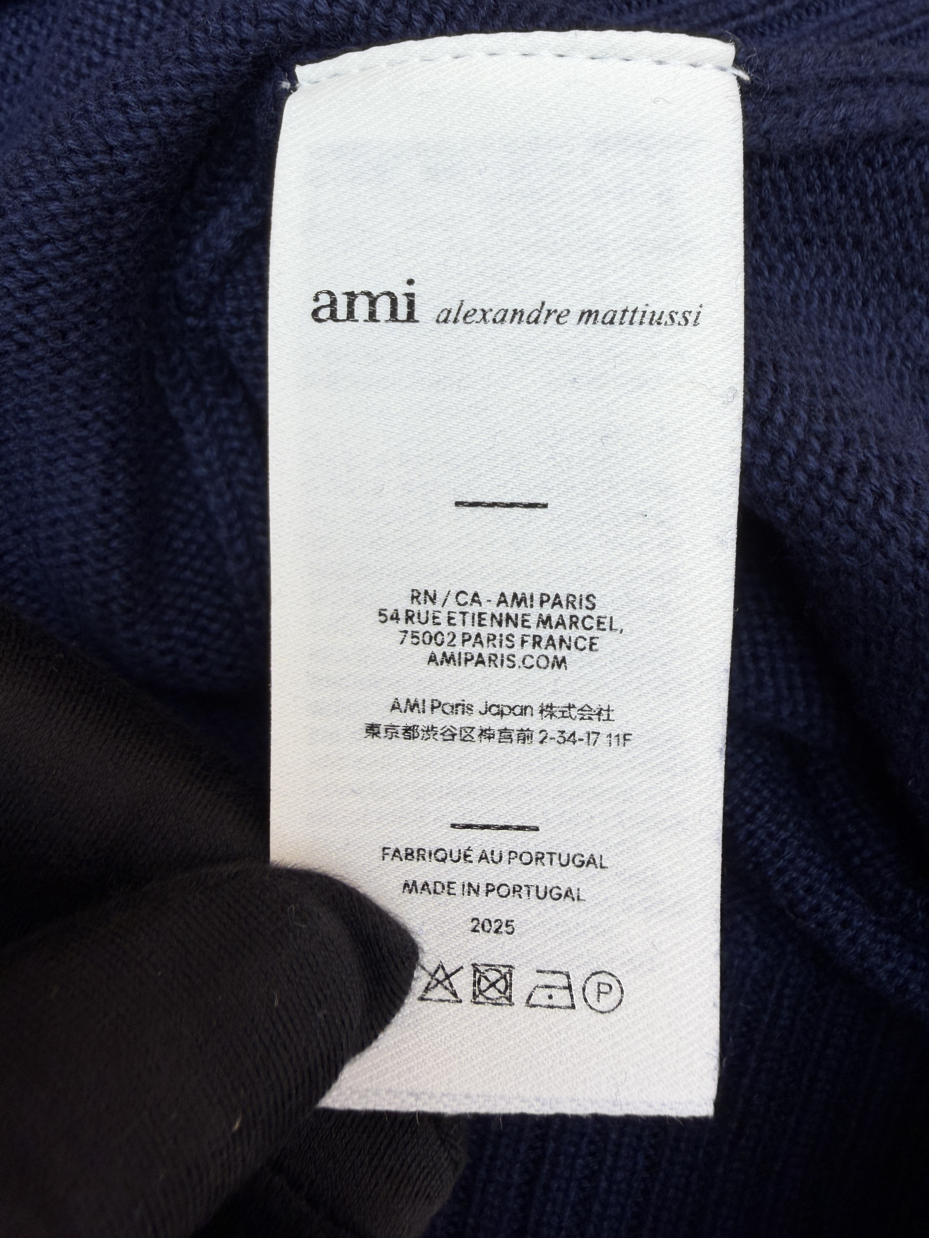 AMIPARIS 爱心提花V领针织毛衣背心 马甲 针织衫 外套 秋冬 藏蓝色 卡其色 A7