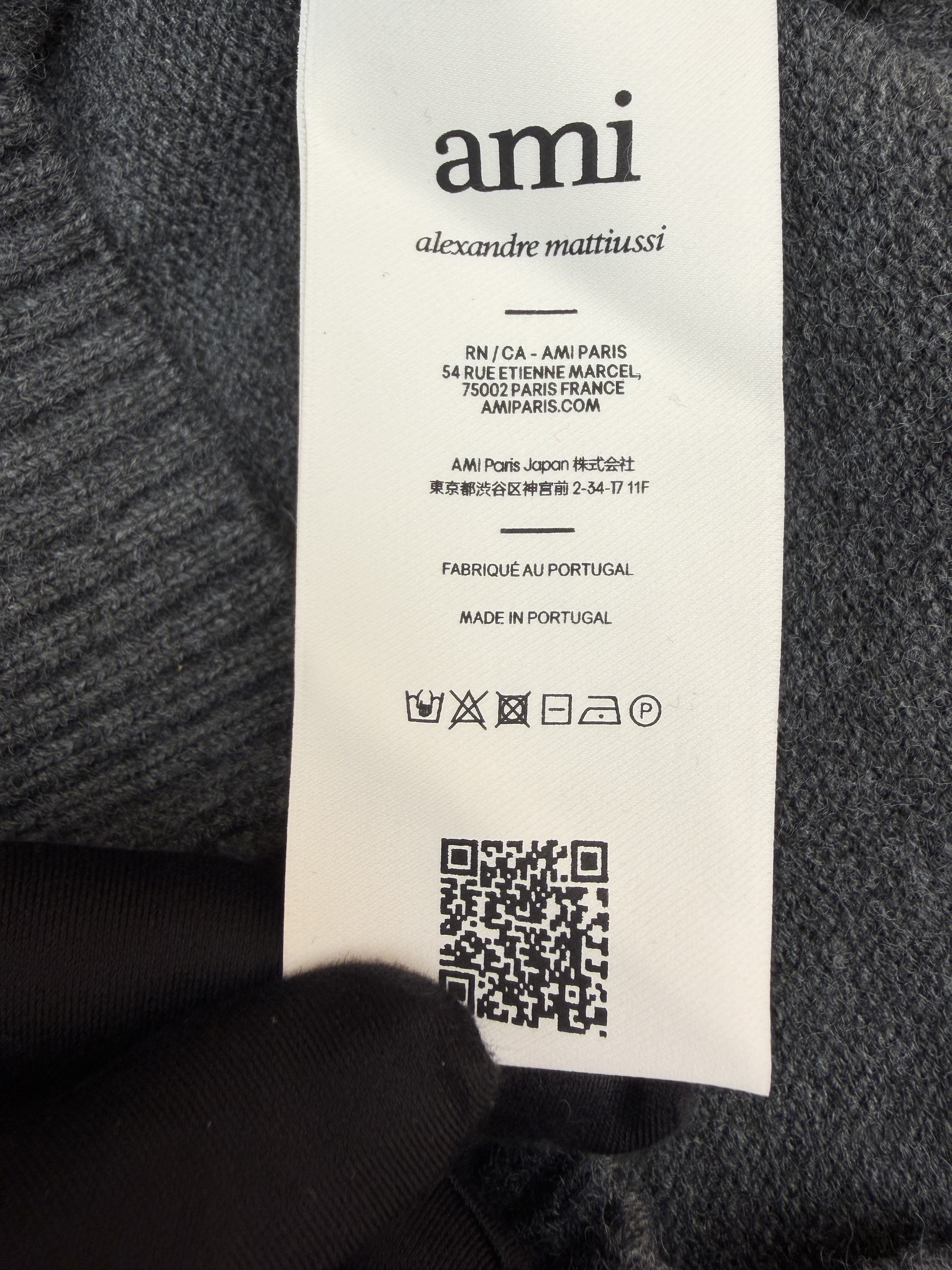 AMIPARIS 羊毛爱心标识圆领毛衣 套头 针织衫 外套 长袖 秋冬 深灰色 B0