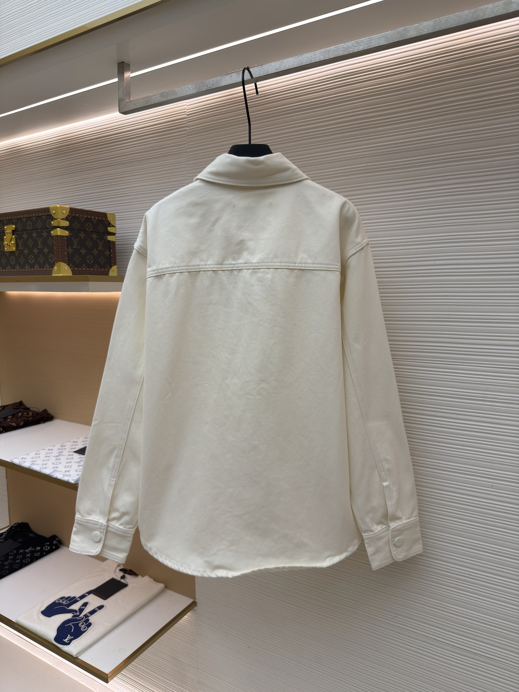 AMIPARIS 编织爱心牛仔衬衫 外套 长袖 秋冬米白色 B0