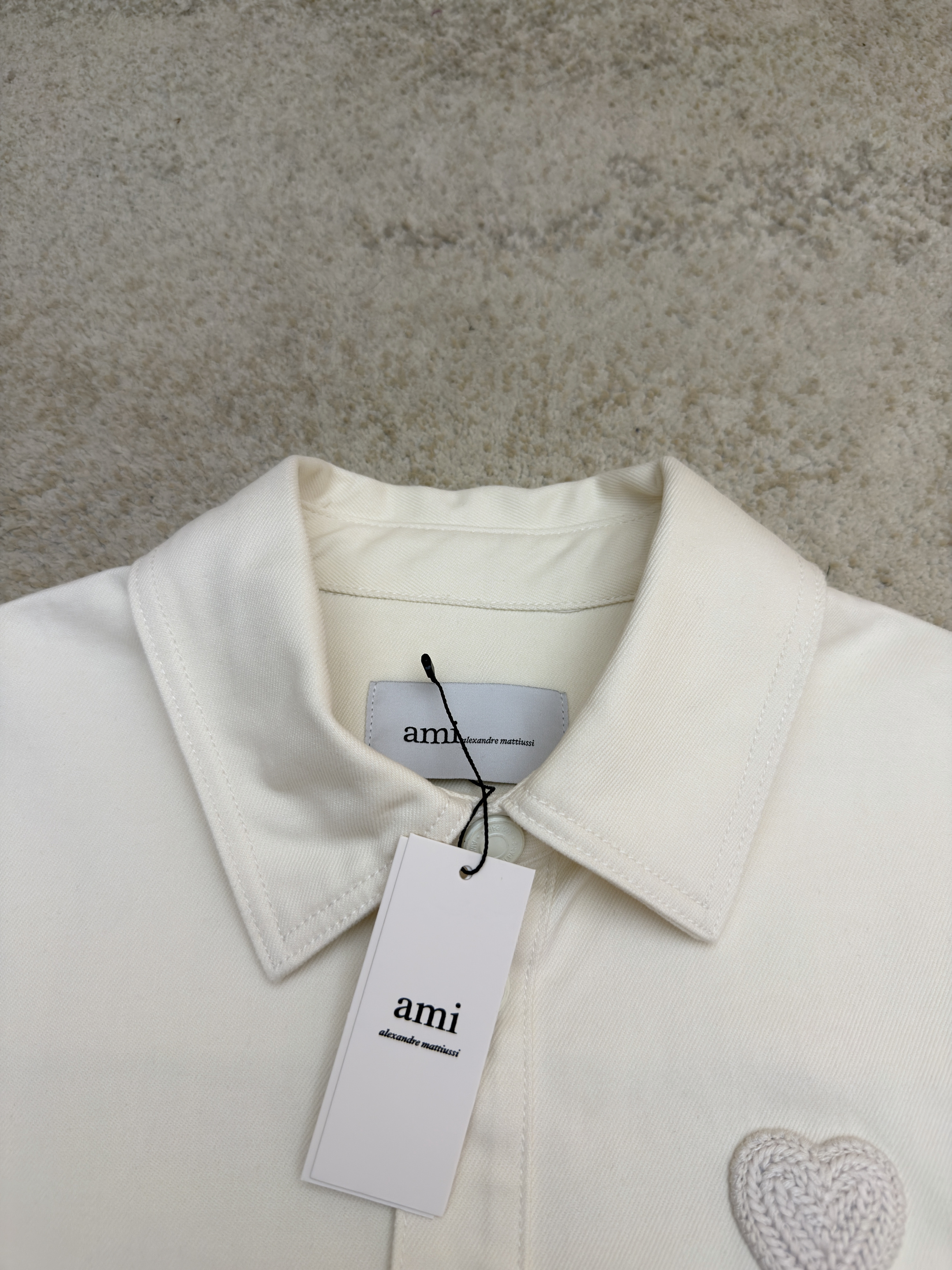 AMIPARIS 编织爱心牛仔衬衫 外套 长袖 秋冬米白色 B0