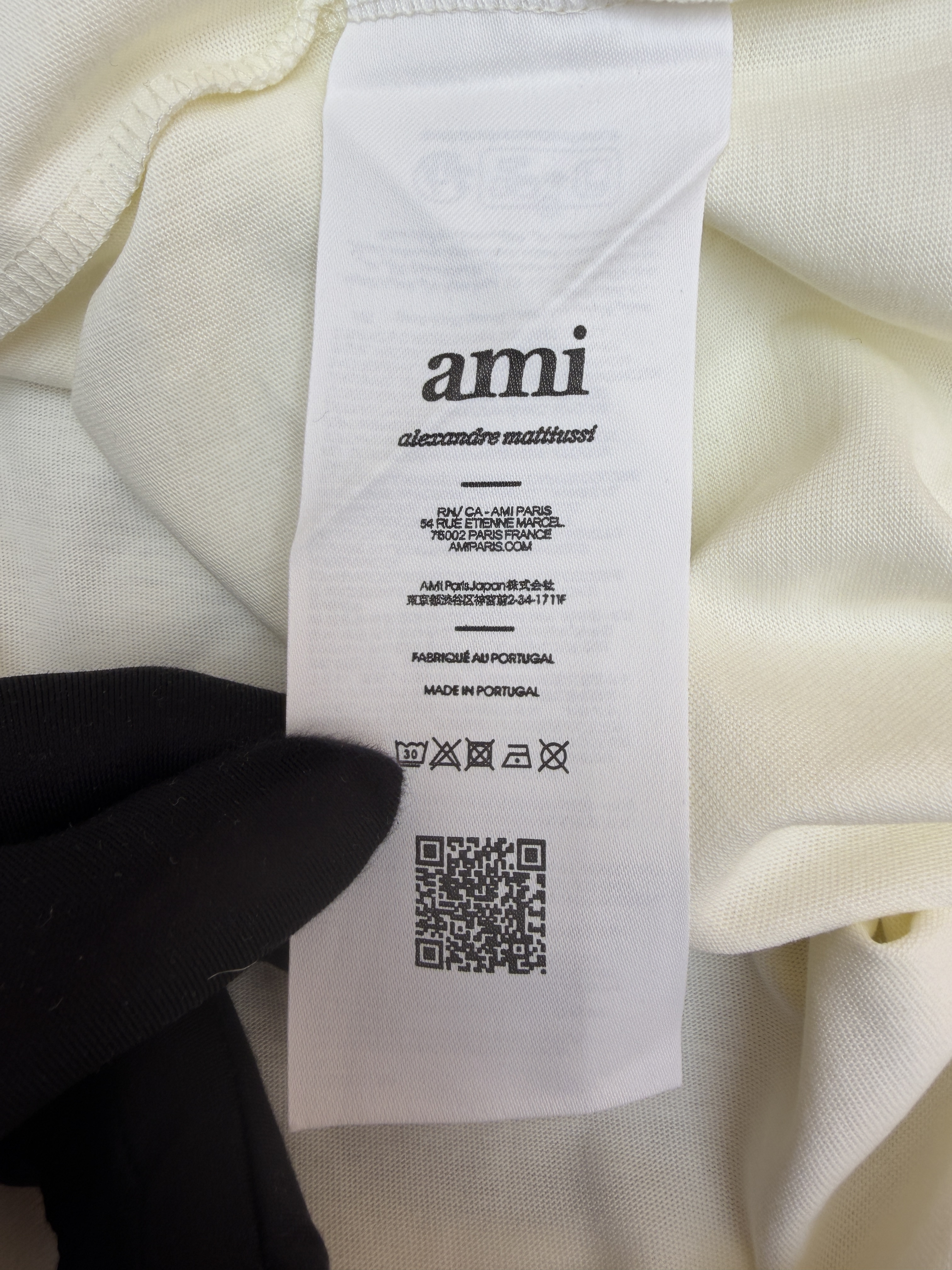 AMIPARIS Ami 字母方巾圆领短袖 T恤 夏季 米白色 A0