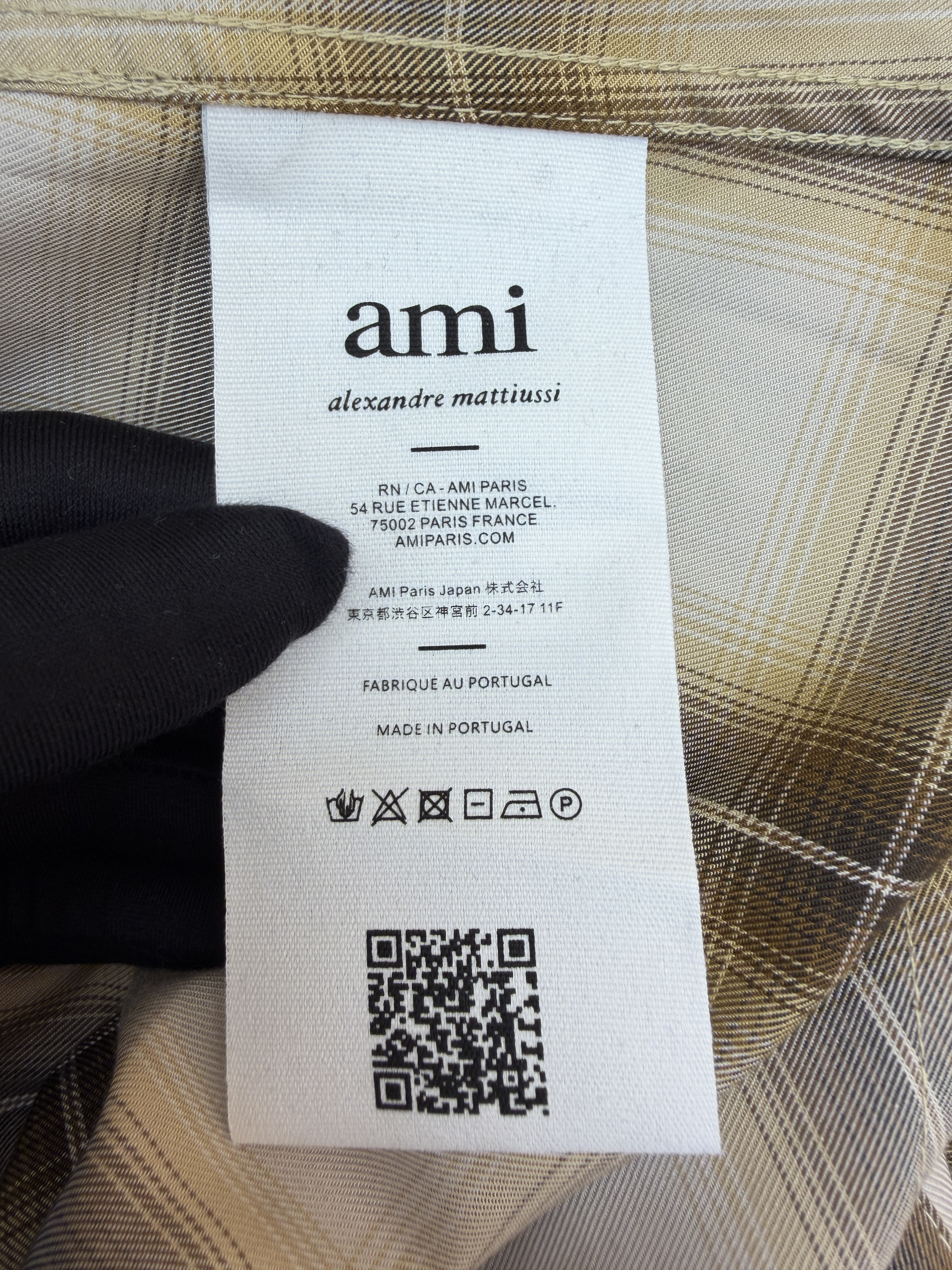 AMIPARIS Ami 格纹宽松短袖衬衫 外套 夏季 黄色 B0 