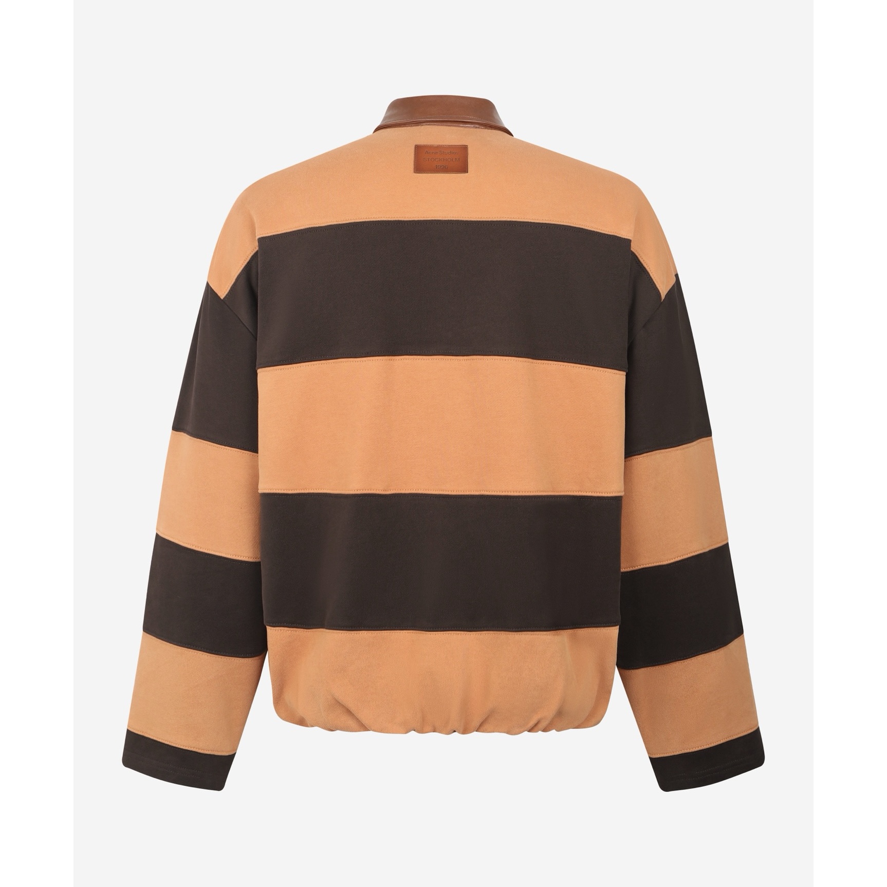 Acne Studios 复古皮革翻领撞色条纹卫衣 外套 秋冬 长袖 橙棕色 黑绿色 B5
