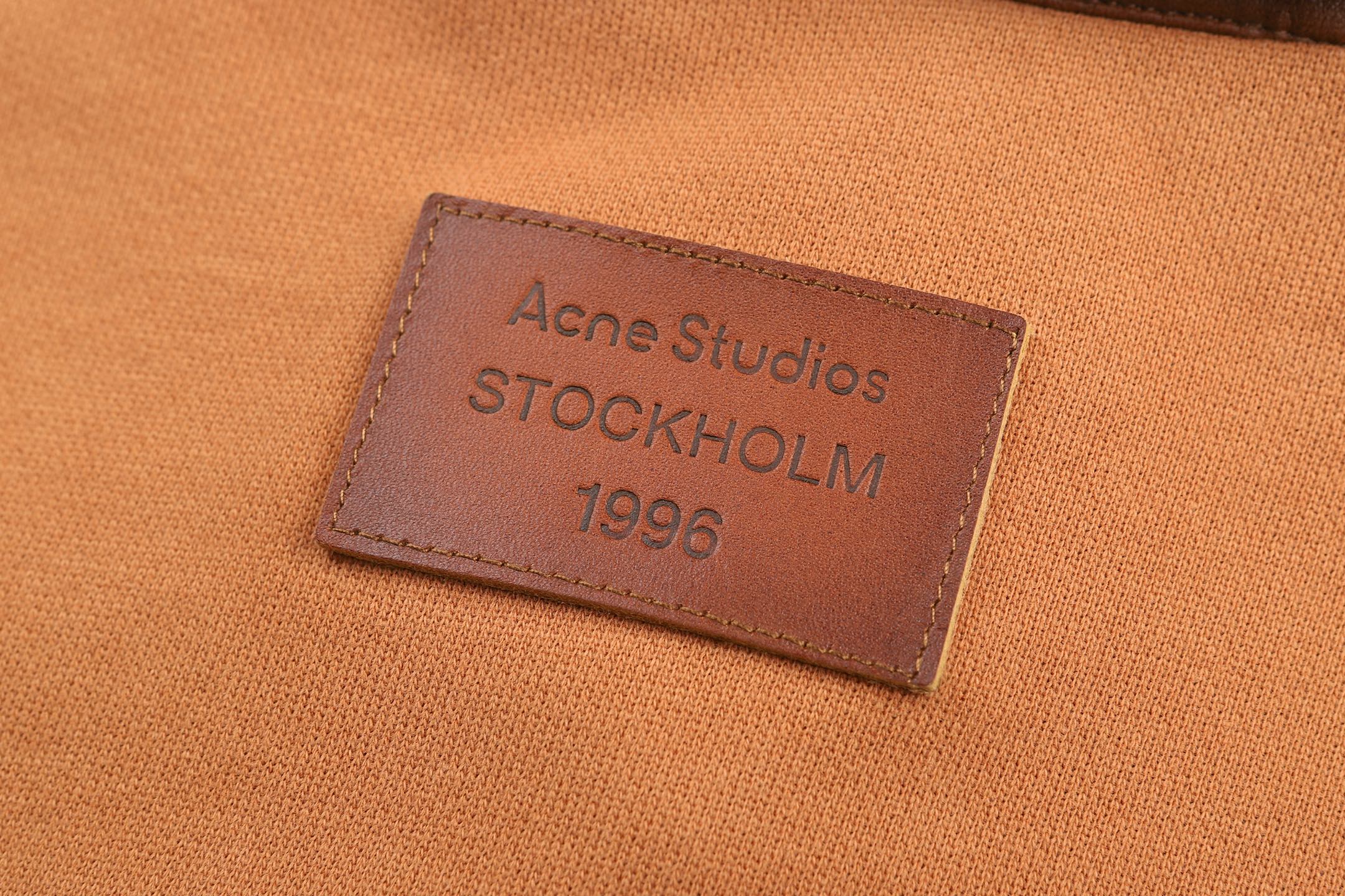 Acne Studios 复古皮革翻领撞色条纹卫衣 外套 秋冬 长袖 橙棕色 黑绿色 B5