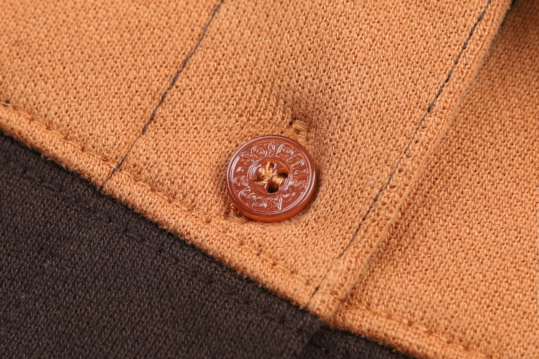 Acne Studios 复古皮革翻领撞色条纹卫衣 外套 秋冬 长袖 橙棕色 黑绿色 B5
