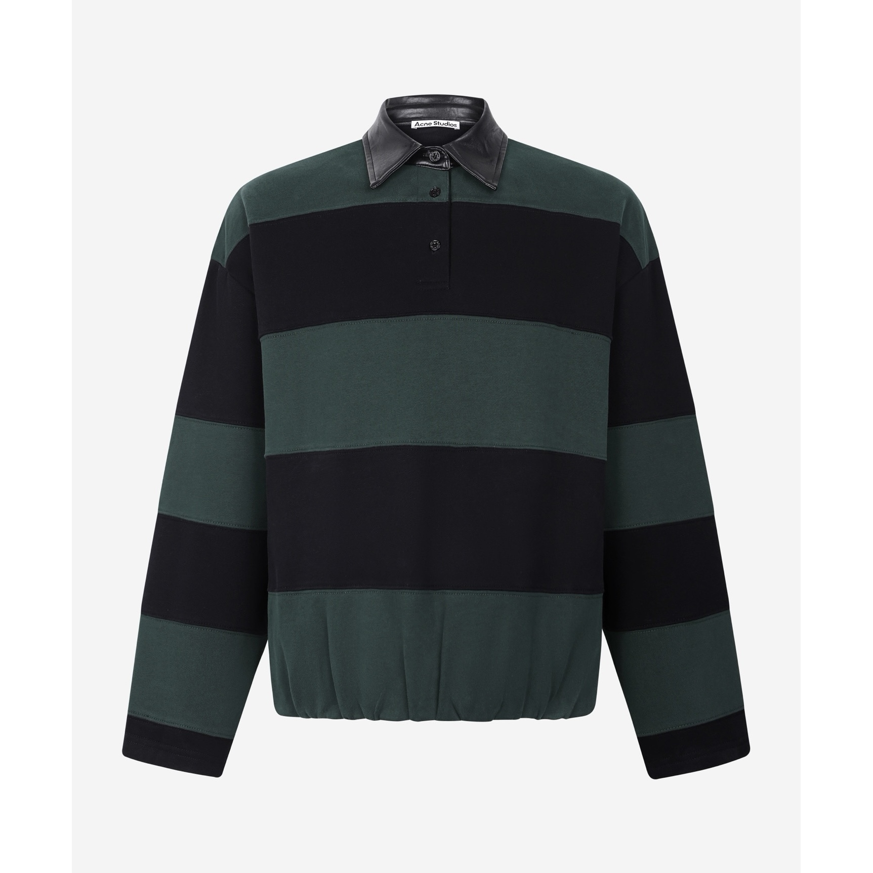 Acne Studios 复古皮革翻领撞色条纹卫衣 外套 秋冬 长袖 橙棕色 黑绿色 B5