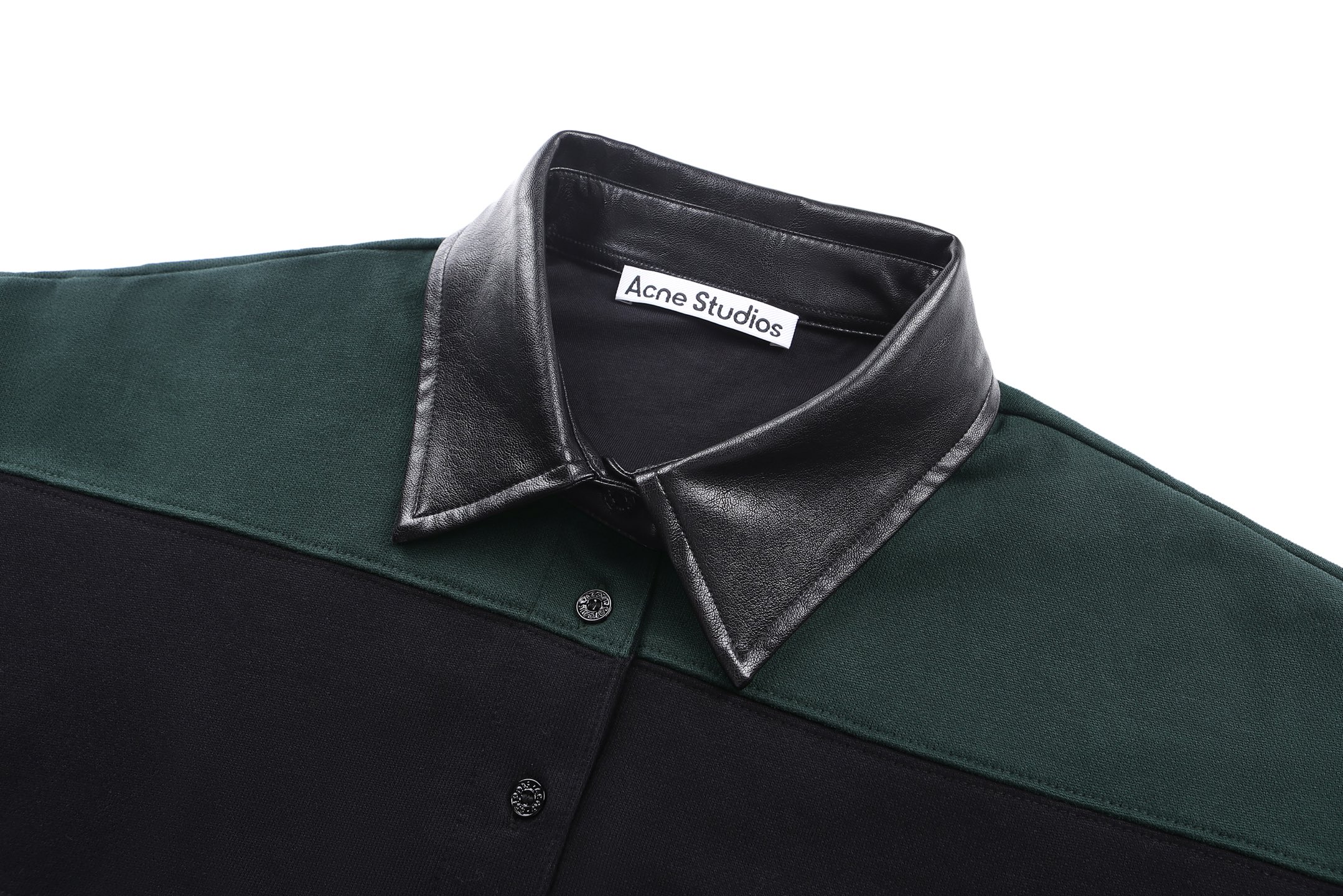 Acne Studios 复古皮革翻领撞色条纹卫衣 外套 秋冬 长袖 橙棕色 黑绿色 B5