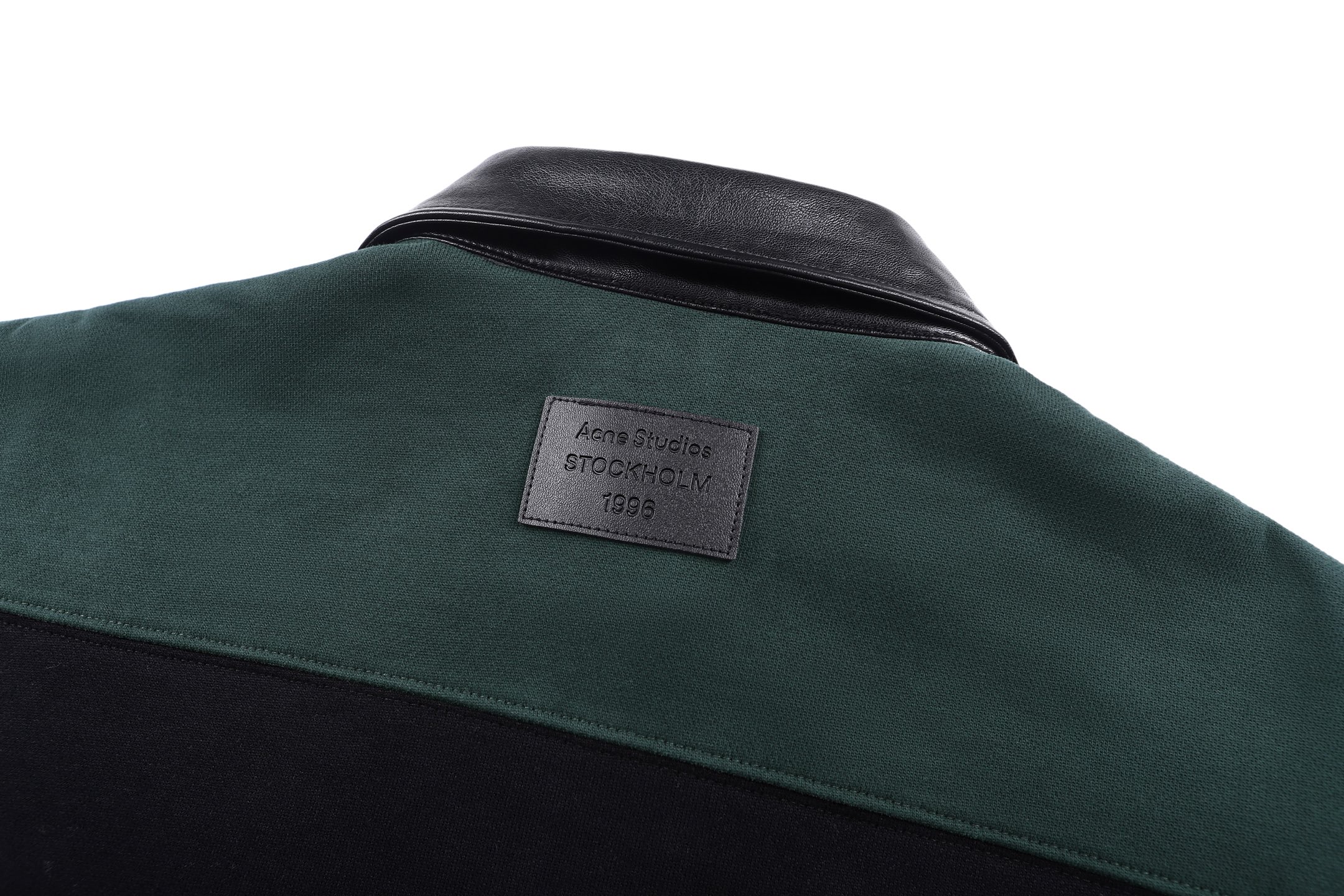 Acne Studios 复古皮革翻领撞色条纹卫衣 外套 秋冬 长袖 橙棕色 黑绿色 B5