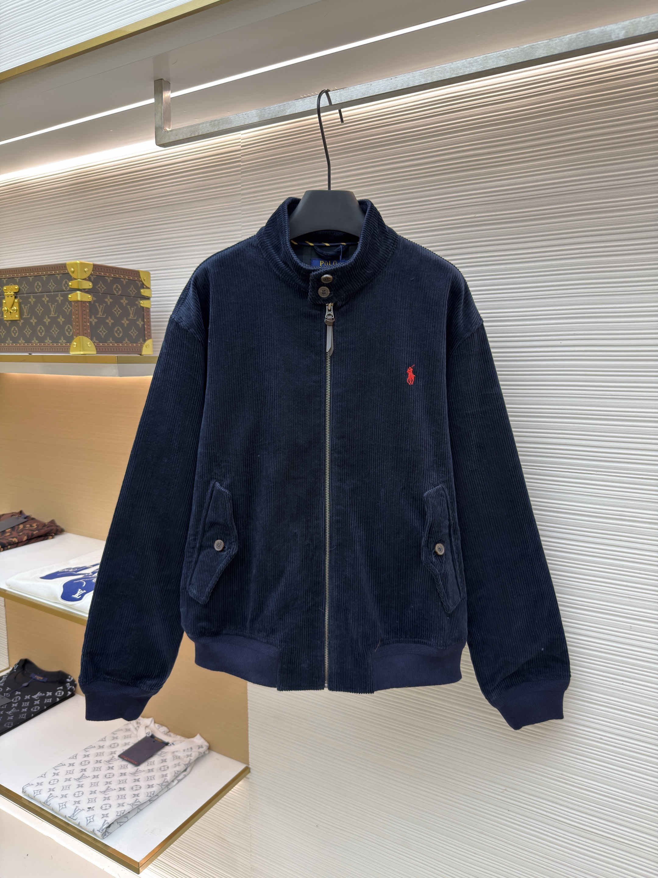 Ralph Lauren 拉夫劳伦 刺绣灯芯绒拉链夹克 外套 长袖 秋冬 棕色 藏蓝色 B5