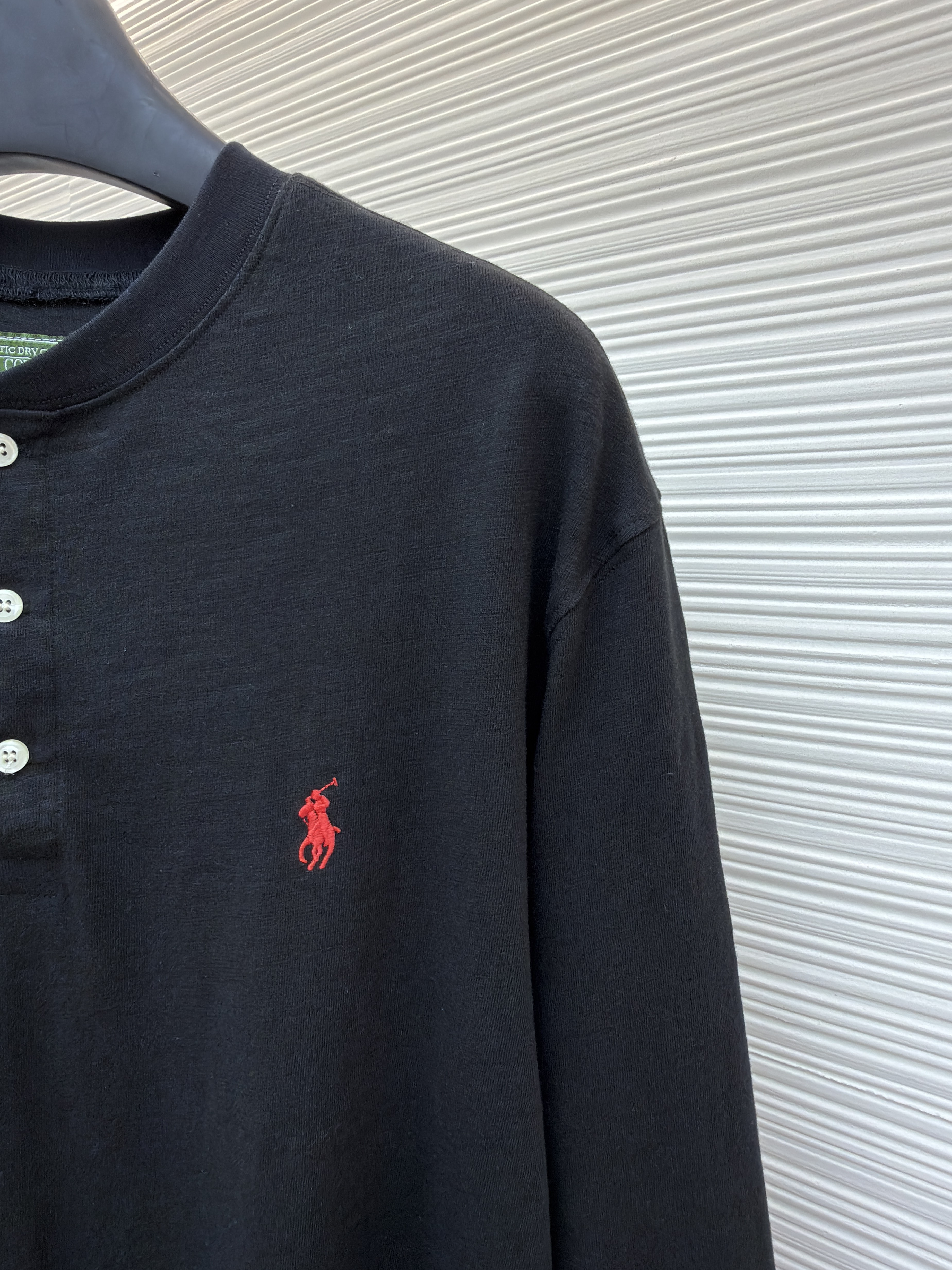 Ralph Lauren 拉夫劳伦 刺绣亨利领长袖T恤 打底衫 白色 黑色 A5