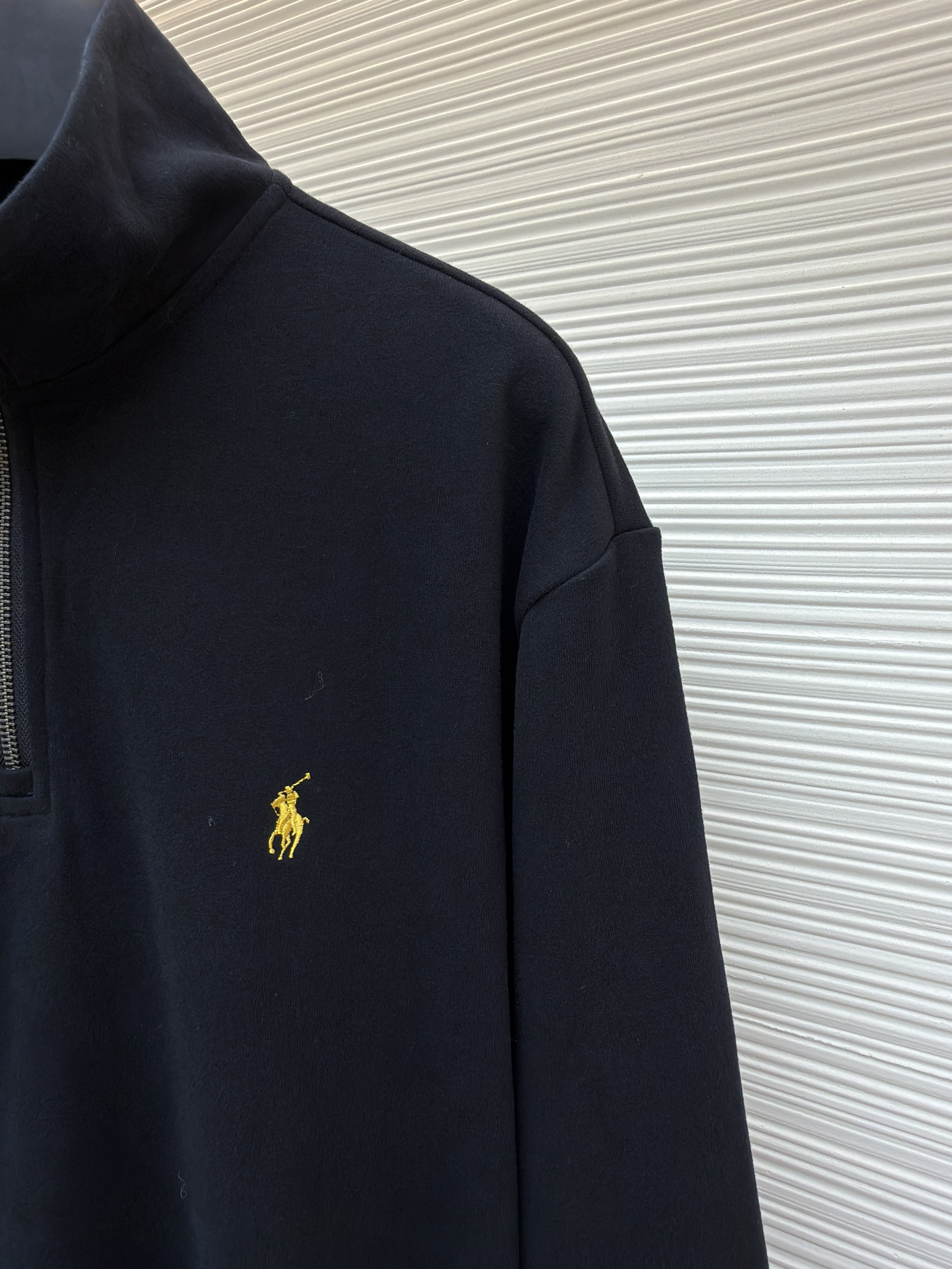 Ralph Lauren 拉夫劳伦 金色刺绣半拉链高领卫衣 外套 长袖 黑色 B0