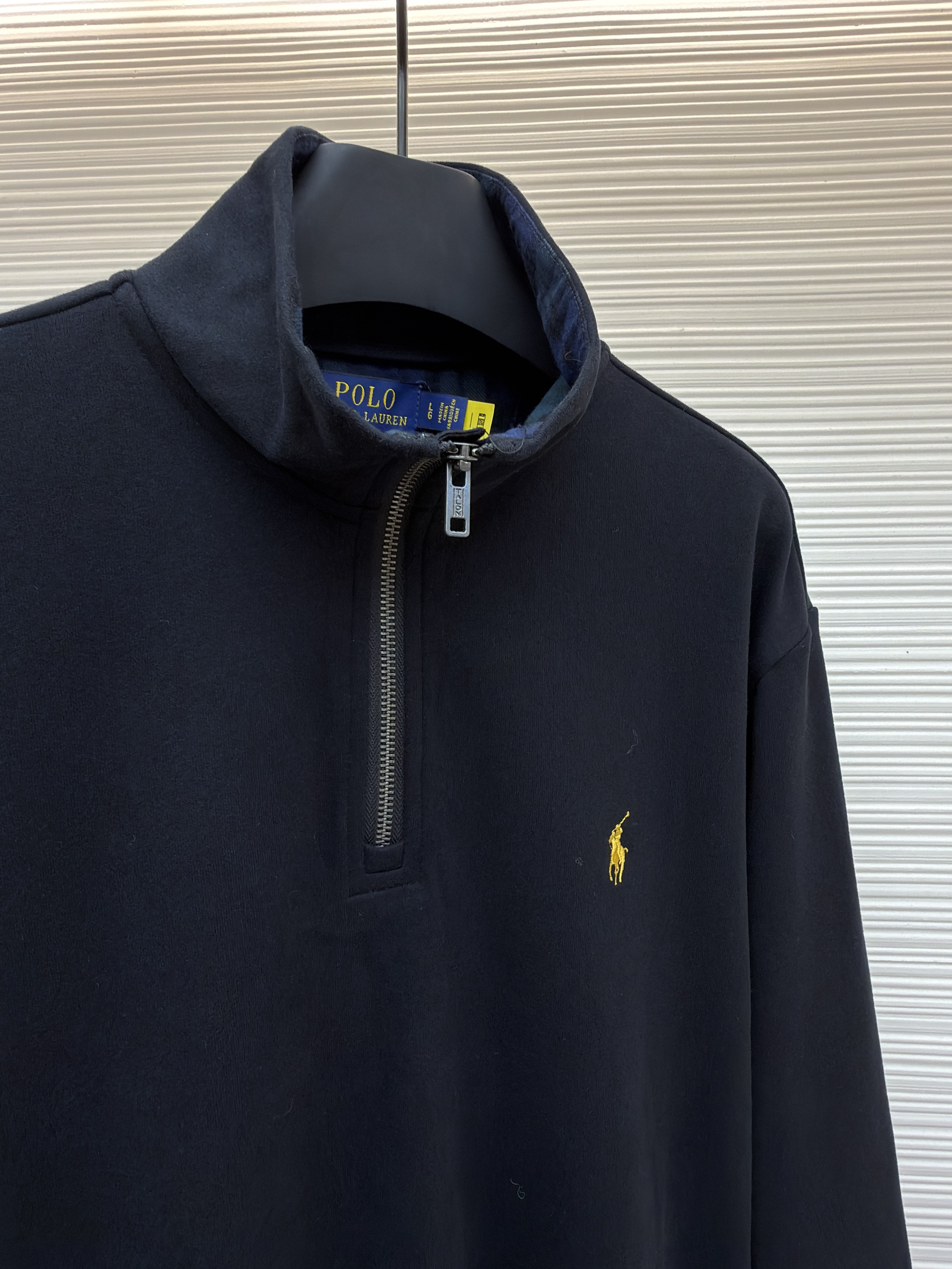 Ralph Lauren 拉夫劳伦 金色刺绣半拉链高领卫衣 外套 长袖 黑色 B0