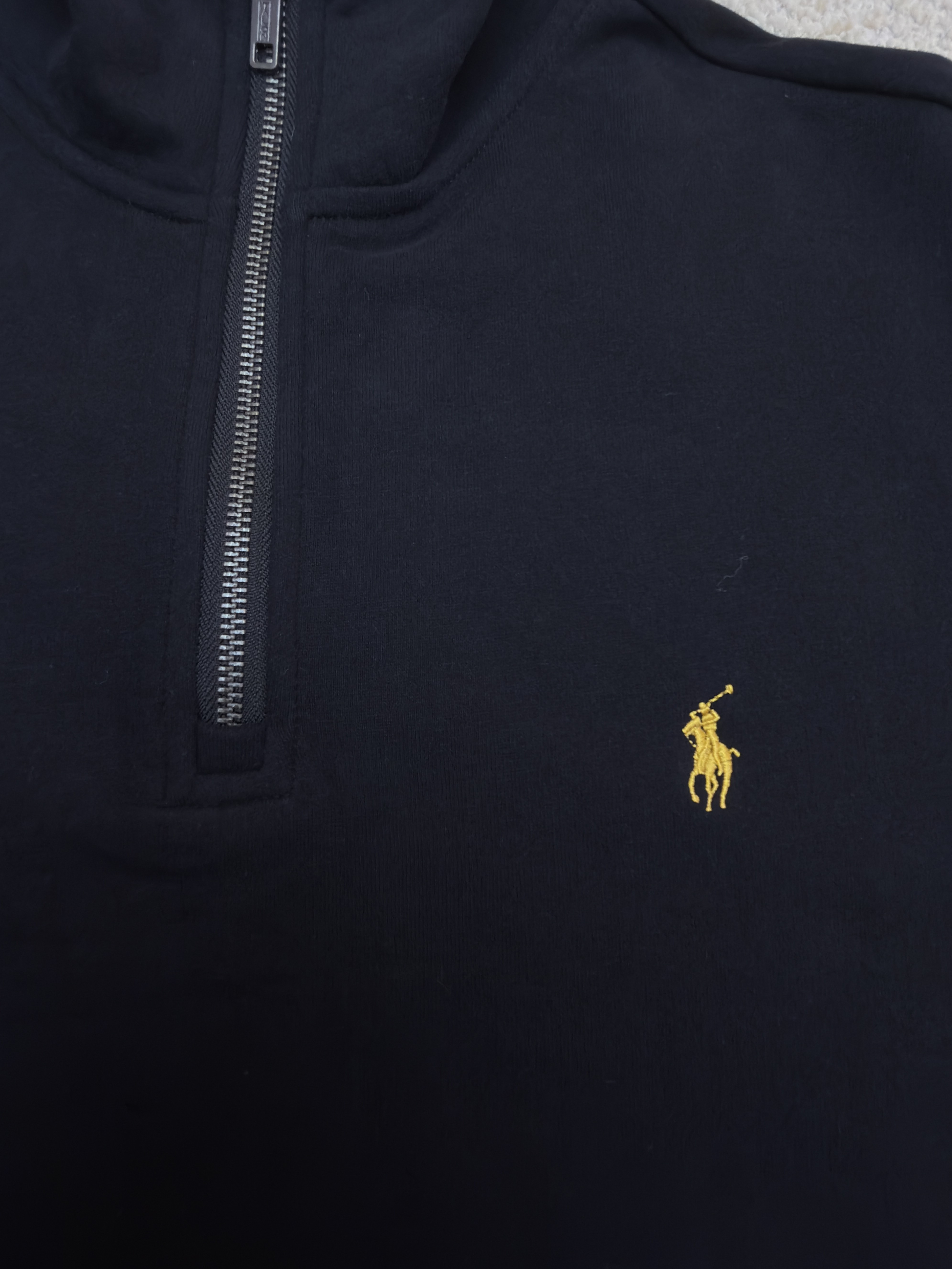 Ralph Lauren 拉夫劳伦 金色刺绣半拉链高领卫衣 外套 长袖 黑色 B0