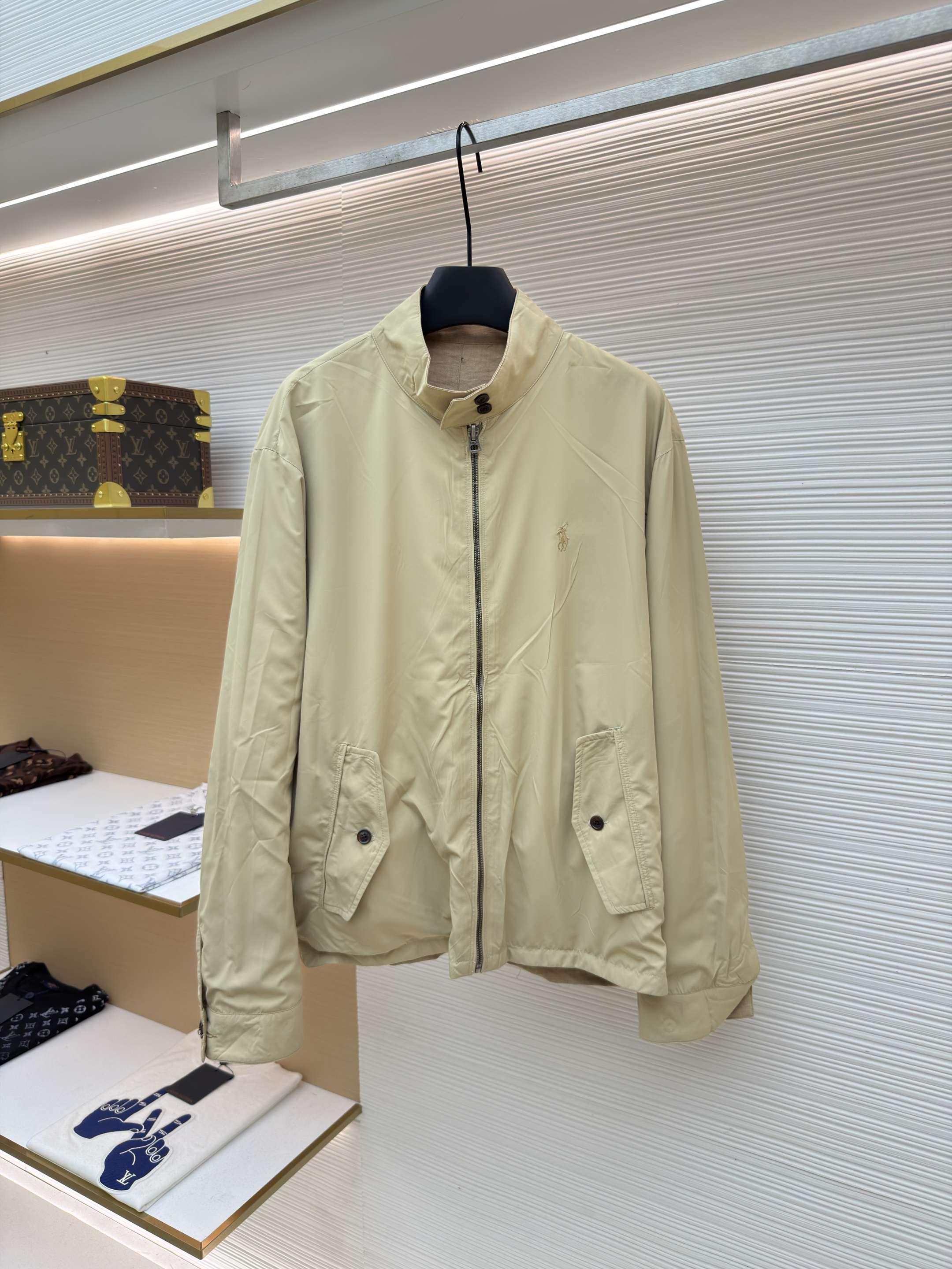 Ralph Lauren 拉夫劳伦 标识刺绣双面两穿拉链夹克 外套 长袖 卡其色 藏蓝色 B5 MNPOOTW15A20001410-410