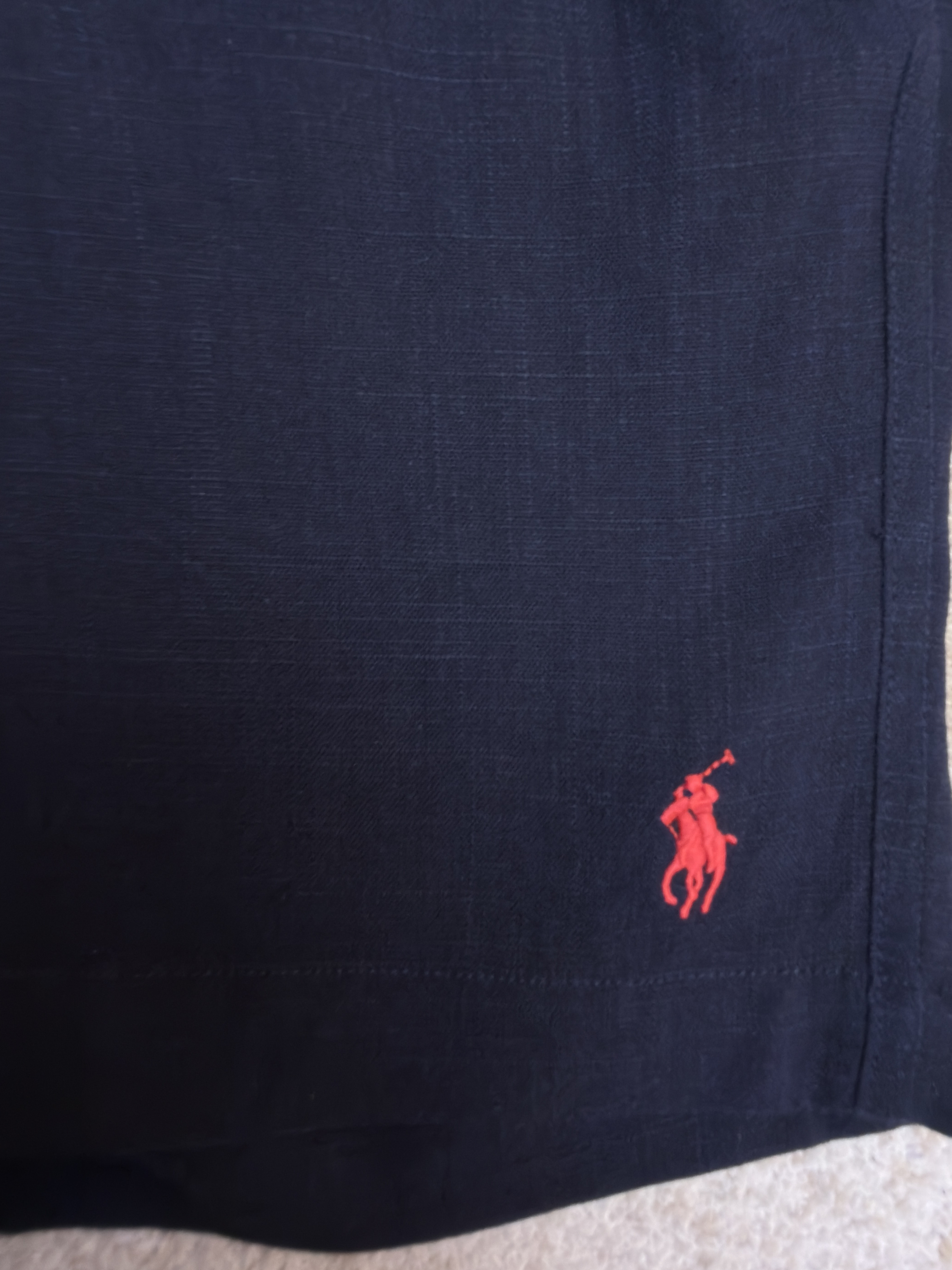 Ralph Lauren 拉夫劳伦 亚麻刺绣松紧腰短裤 休闲裤 裤子 白色 黑色 藏蓝色 A2