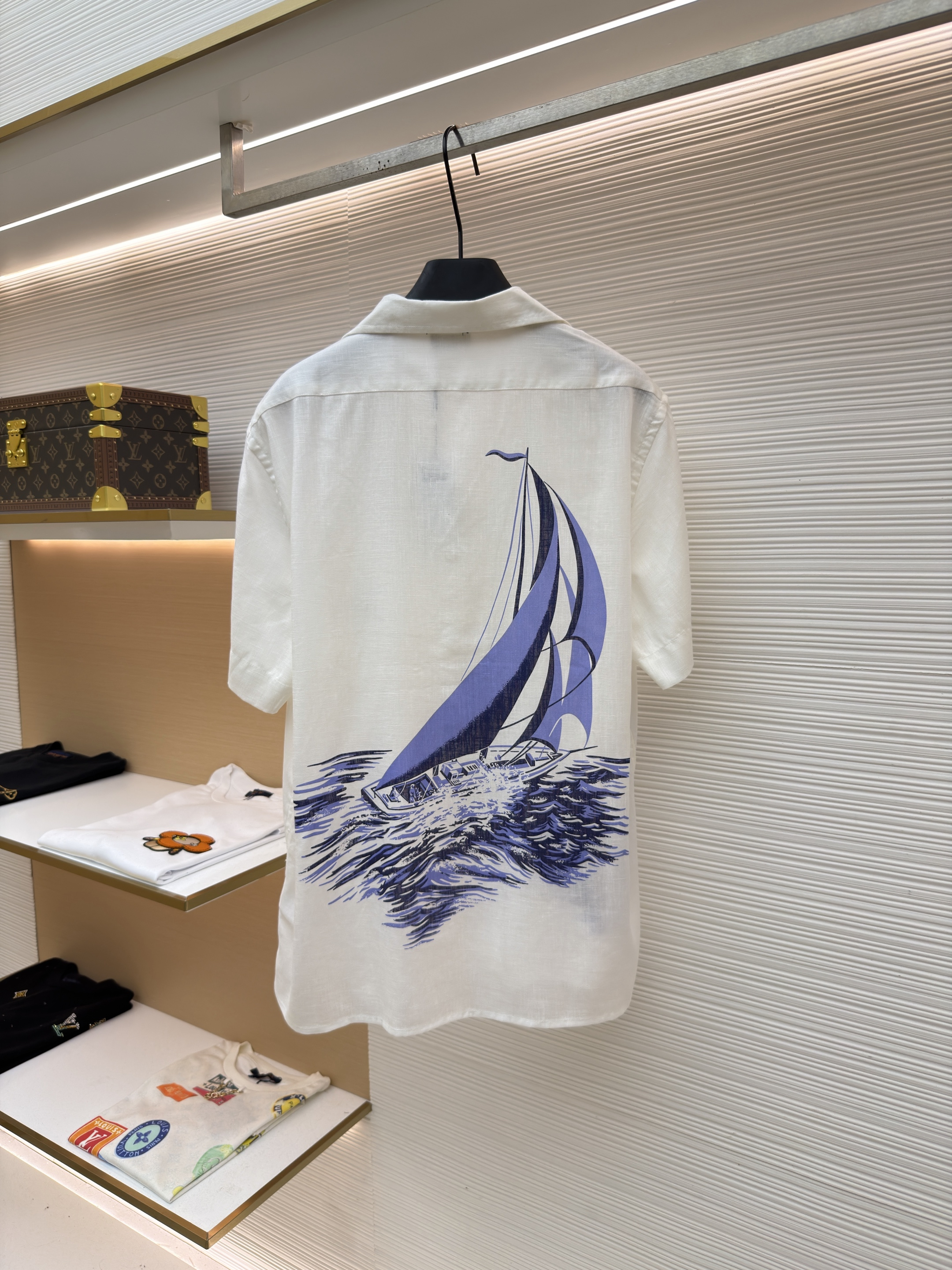 Ralph Lauren 拉夫劳伦 亚麻航海风胸前刺绣衬衫 短袖 外套 夏款 白色 B0