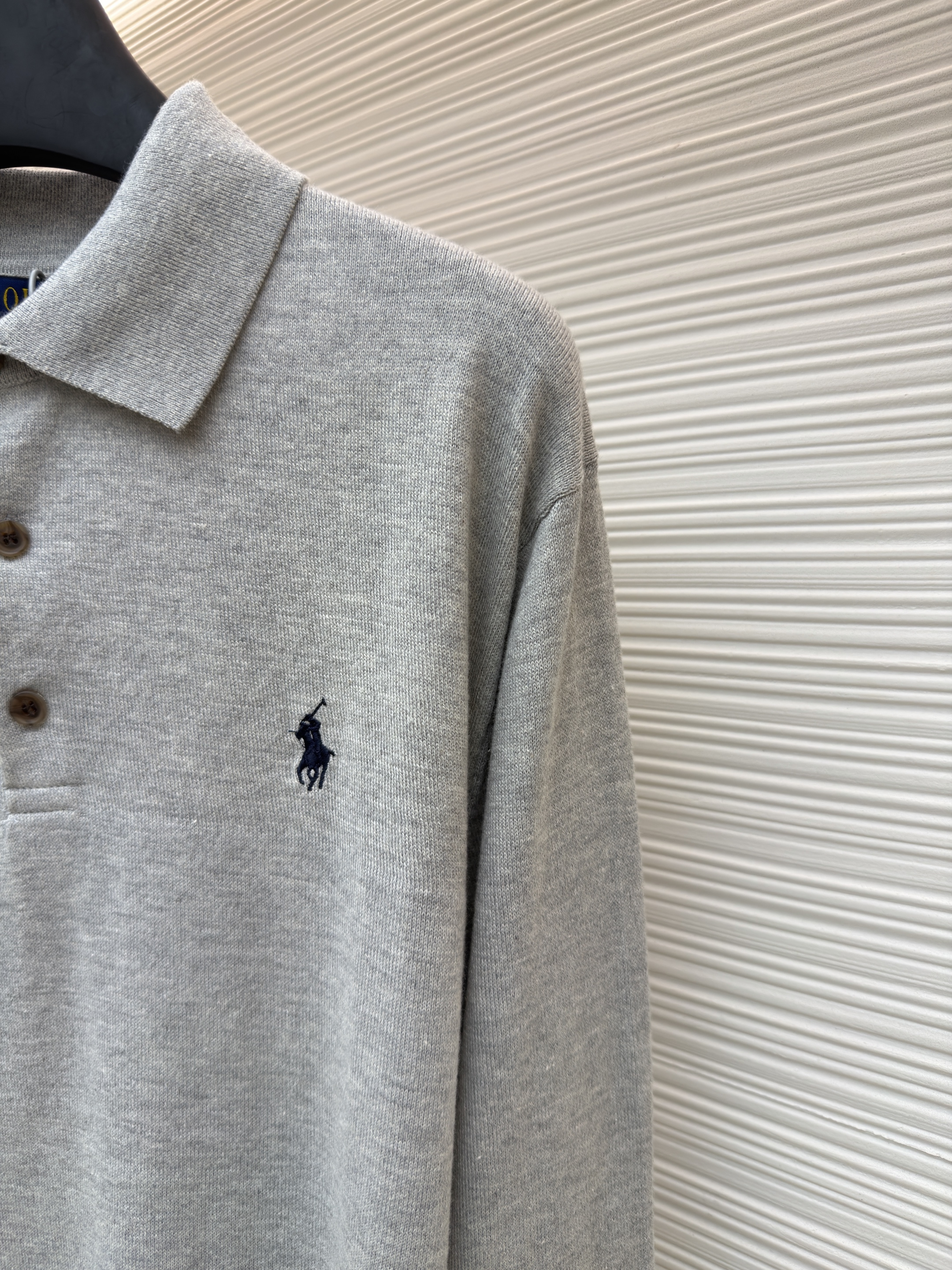 Ralph Lauren 拉夫劳伦 刺绣Polo领针织衫 毛衣 外套 长袖 白灰色 A7