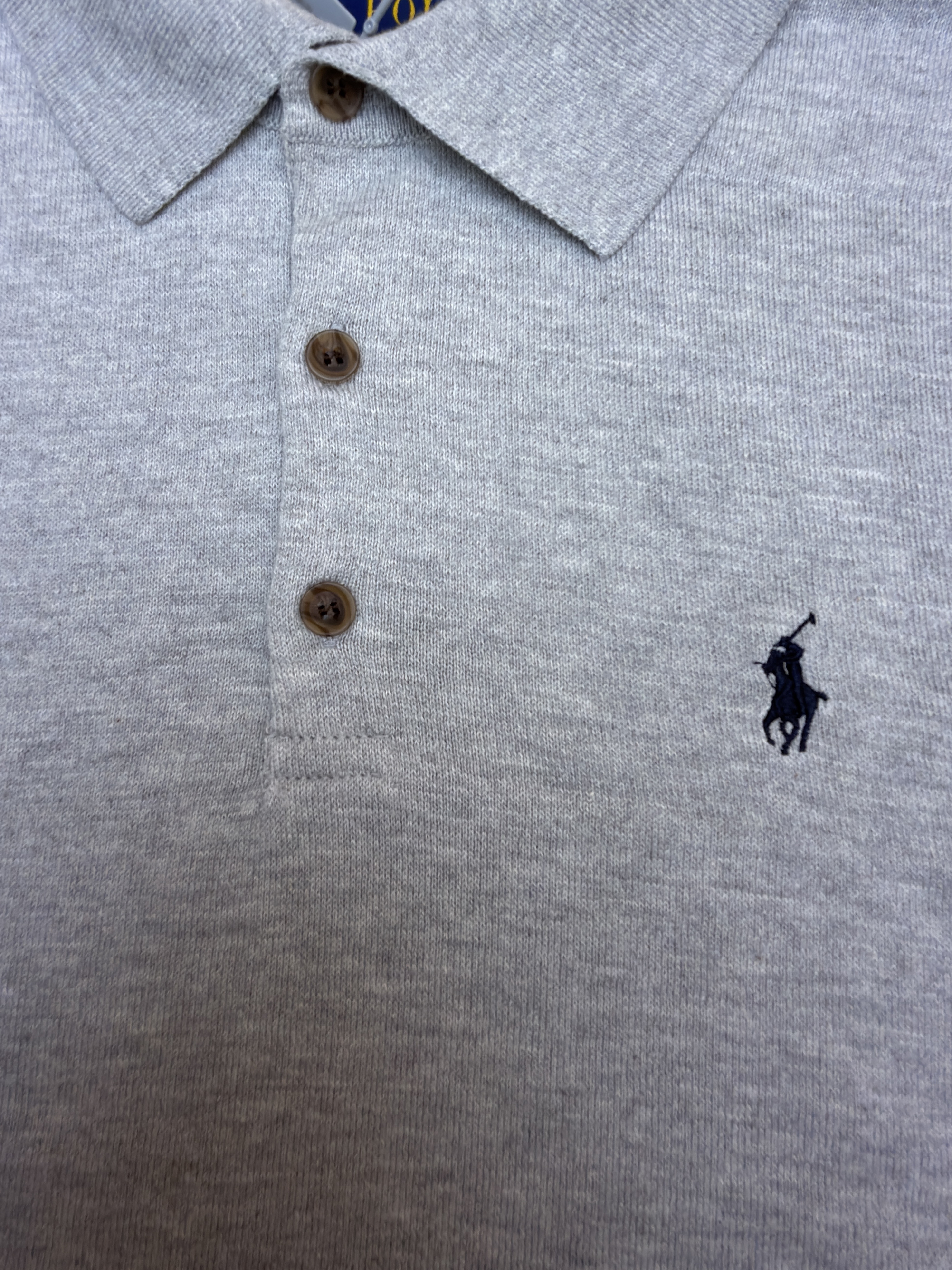 Ralph Lauren 拉夫劳伦 刺绣Polo领针织衫 毛衣 外套 长袖 白灰色 A7