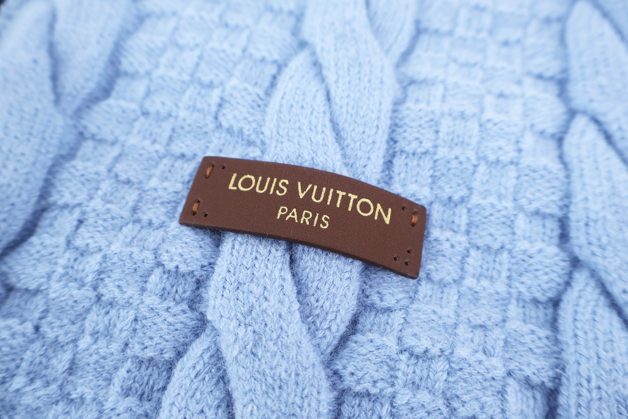 LOUIS VUITTON 路易威登 蓝领绞花针织开衫 毛衣 针织衫 外套 长袖 蓝色 B0