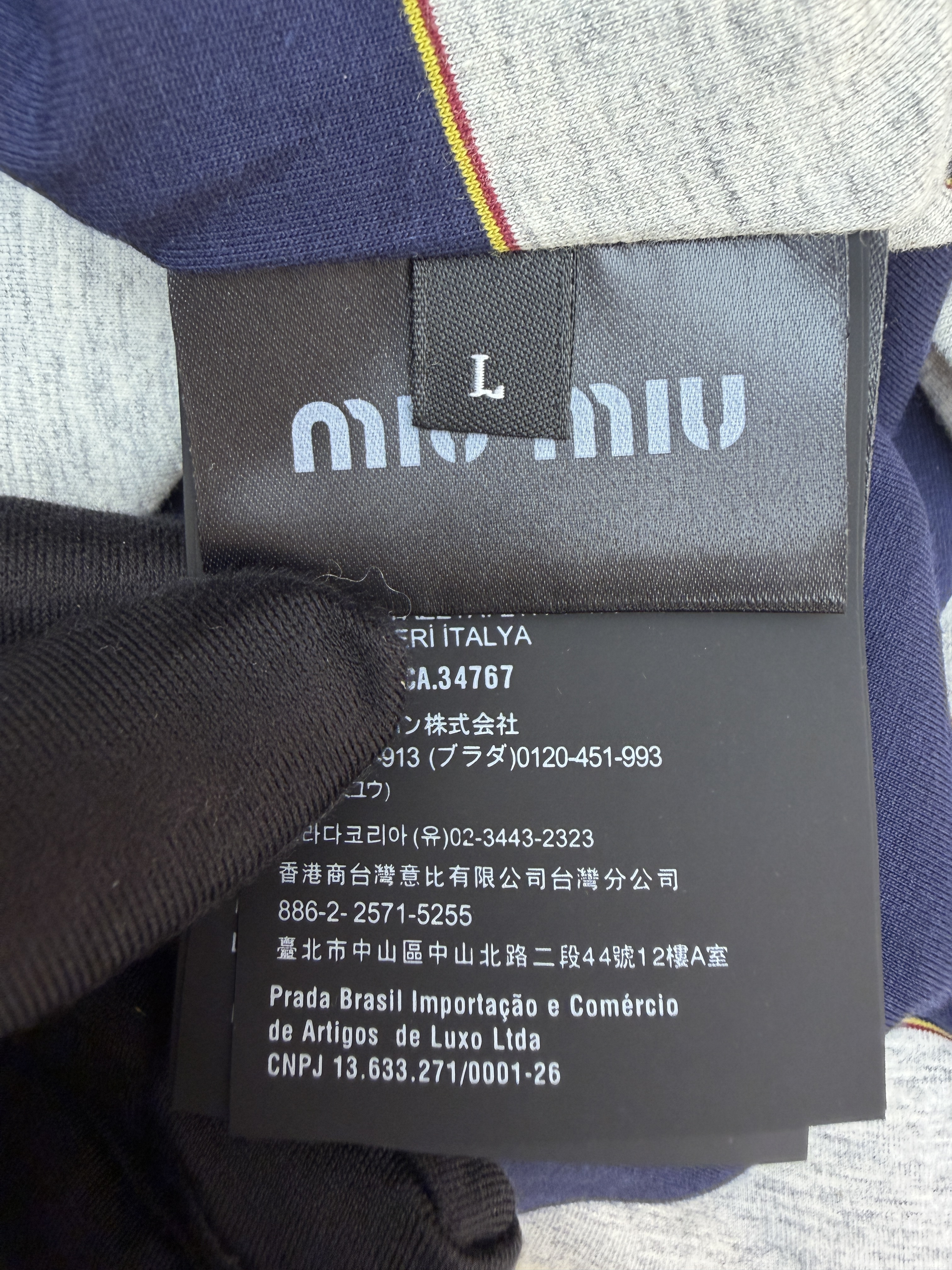 MIU MIU 缪缪 徽标条纹拉链连帽卫衣 外套 长袖 灰蓝色 B2