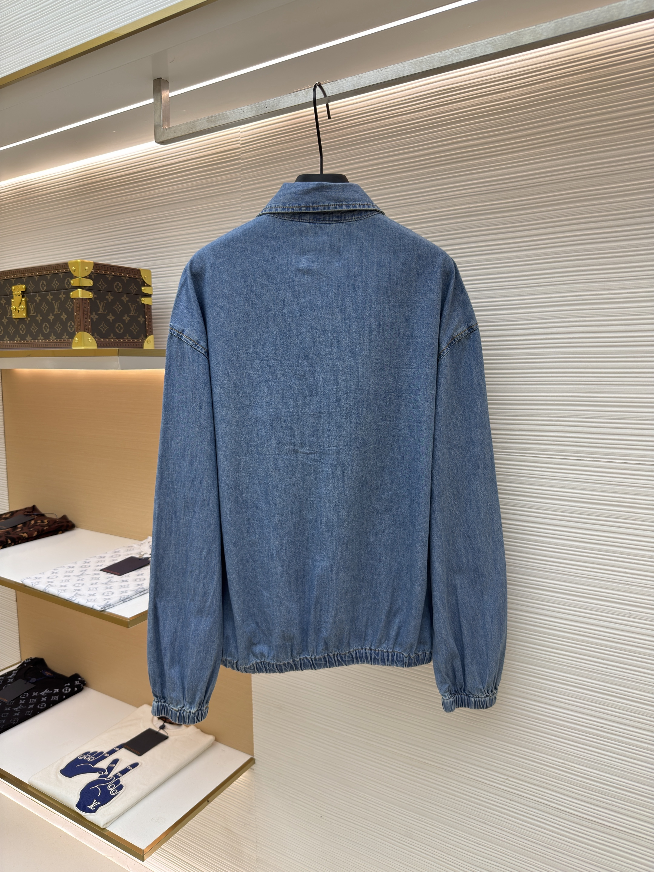 MIU MIU 缪缪 刺绣徽标拉链牛仔外套 夹克 长袖 蓝色 B2