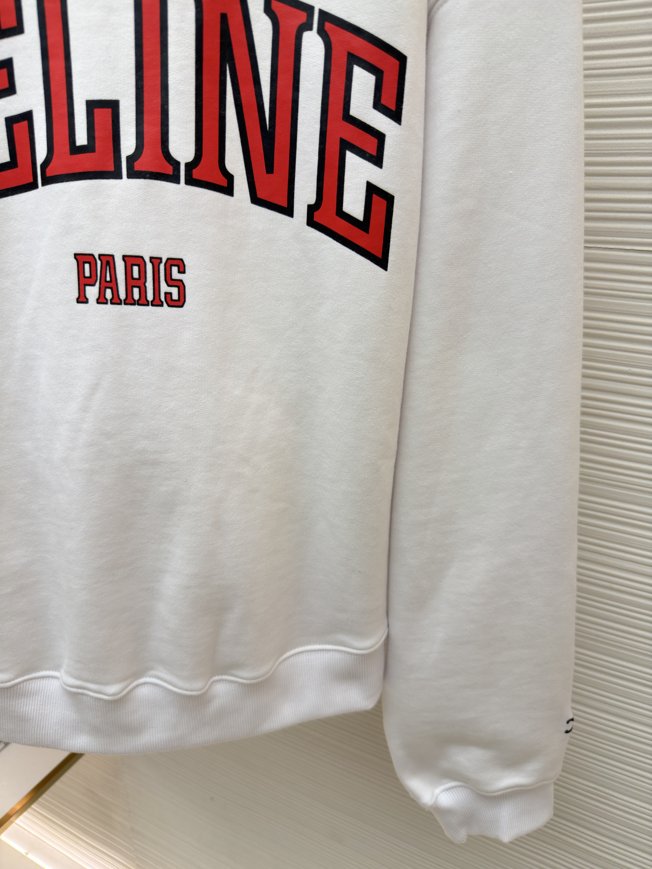CELINE 赛琳 印花标识圆领卫衣 套头 外套 长袖 白色 蓝色 A7
