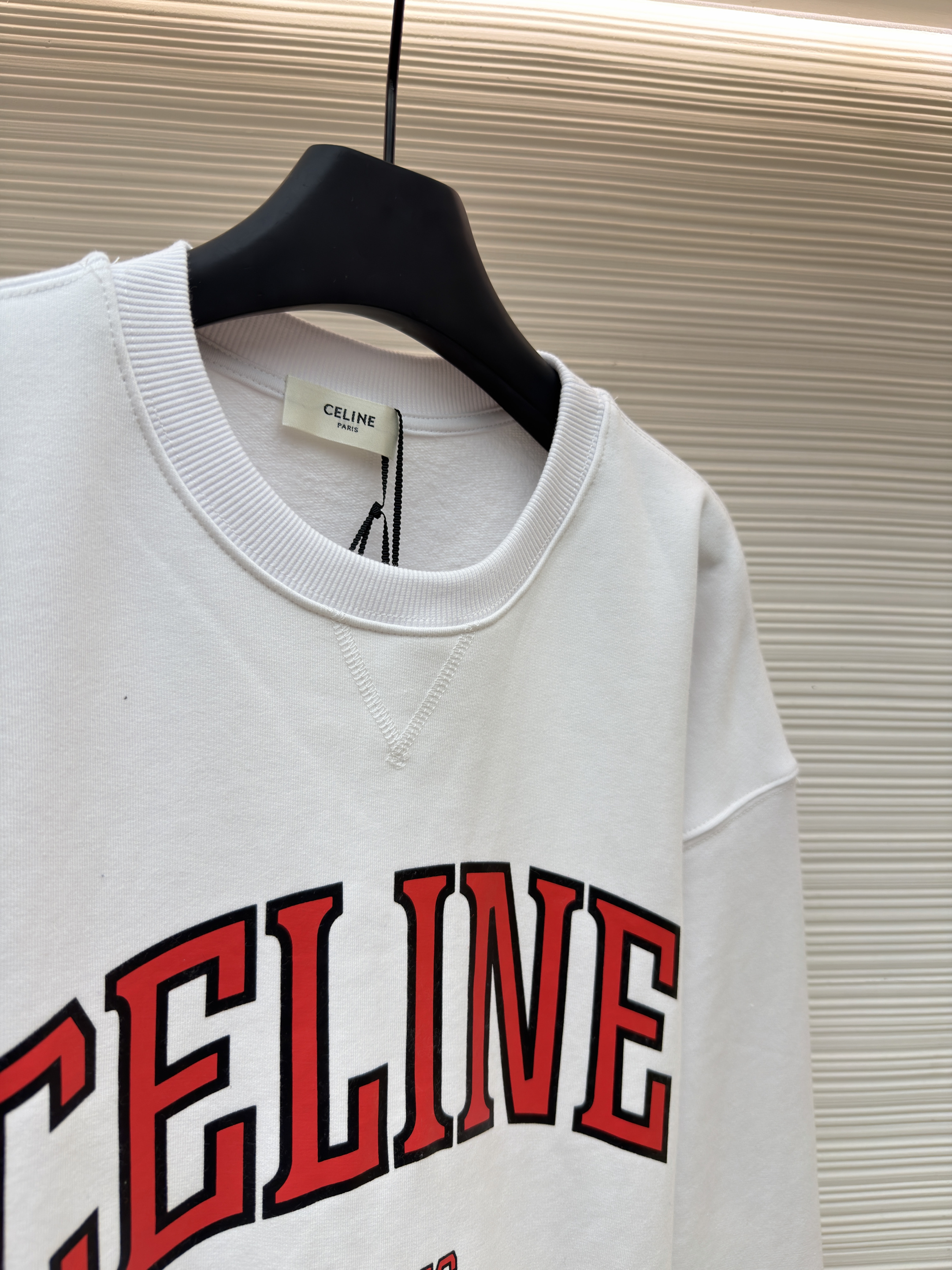 CELINE 赛琳 印花标识圆领卫衣 套头 外套 长袖 白色 蓝色 A7
