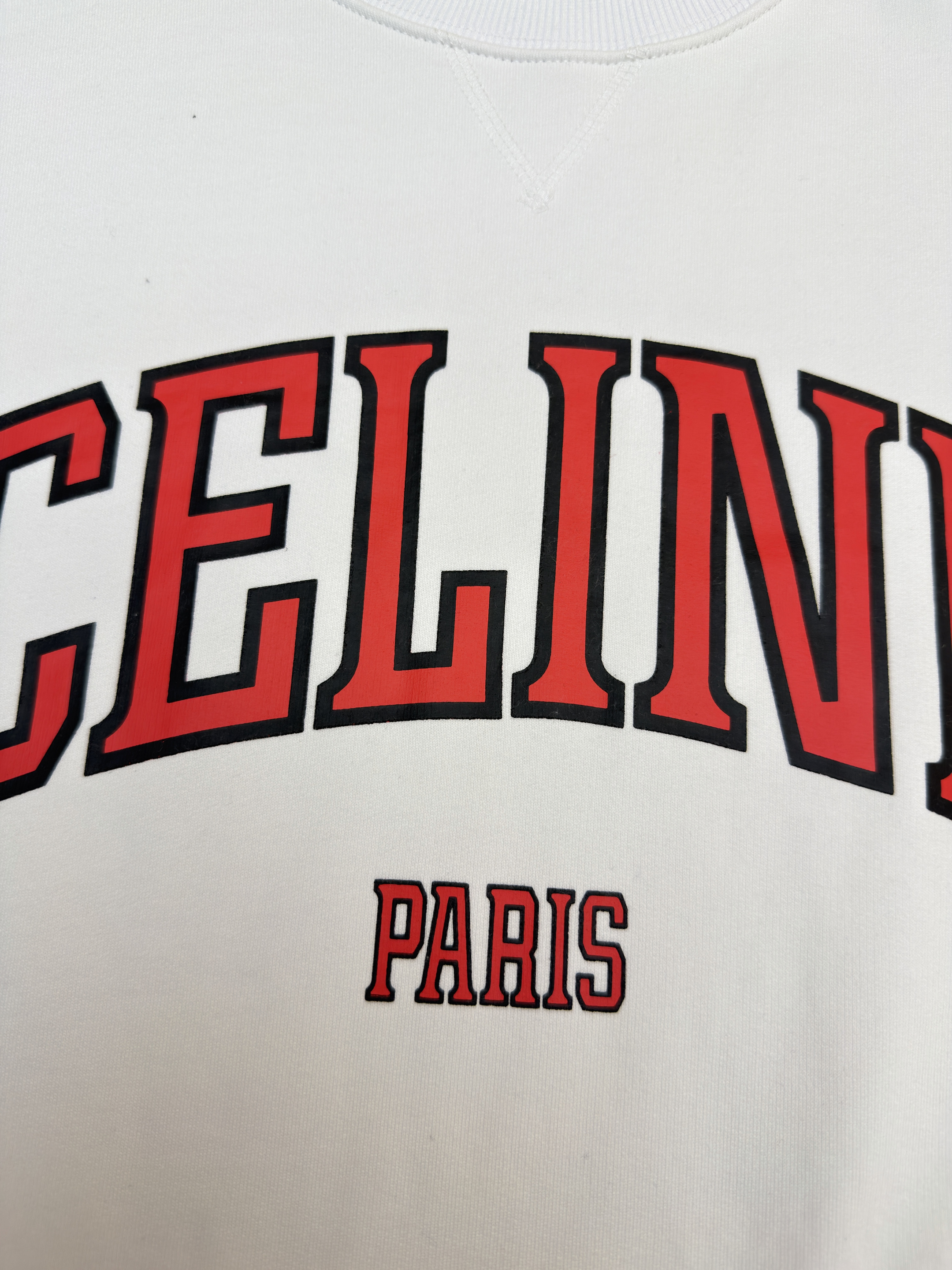 CELINE 赛琳 印花标识圆领卫衣 套头 外套 长袖 白色 蓝色 A7