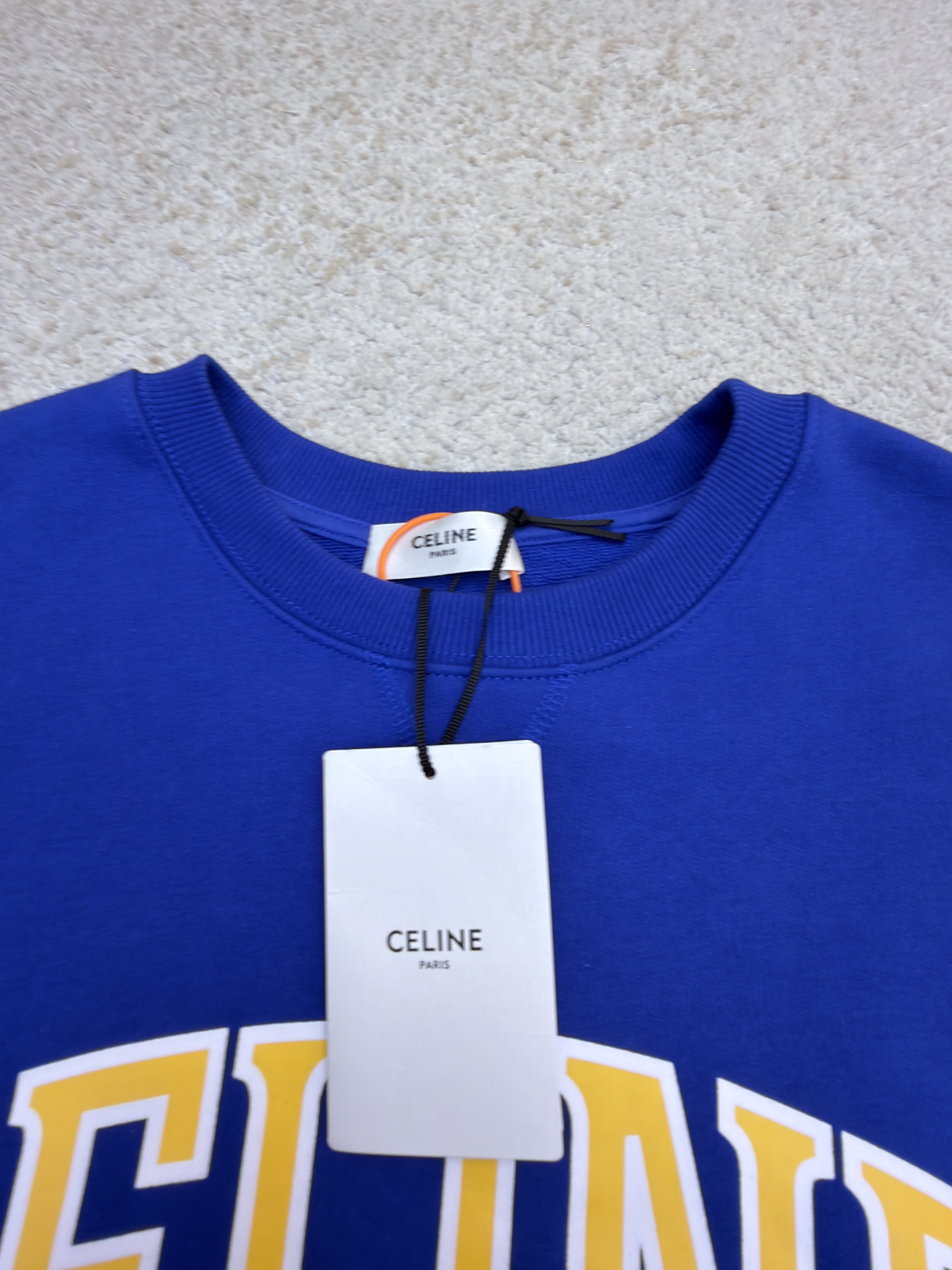 CELINE 赛琳 印花标识圆领卫衣 套头 外套 长袖 白色 蓝色 A7