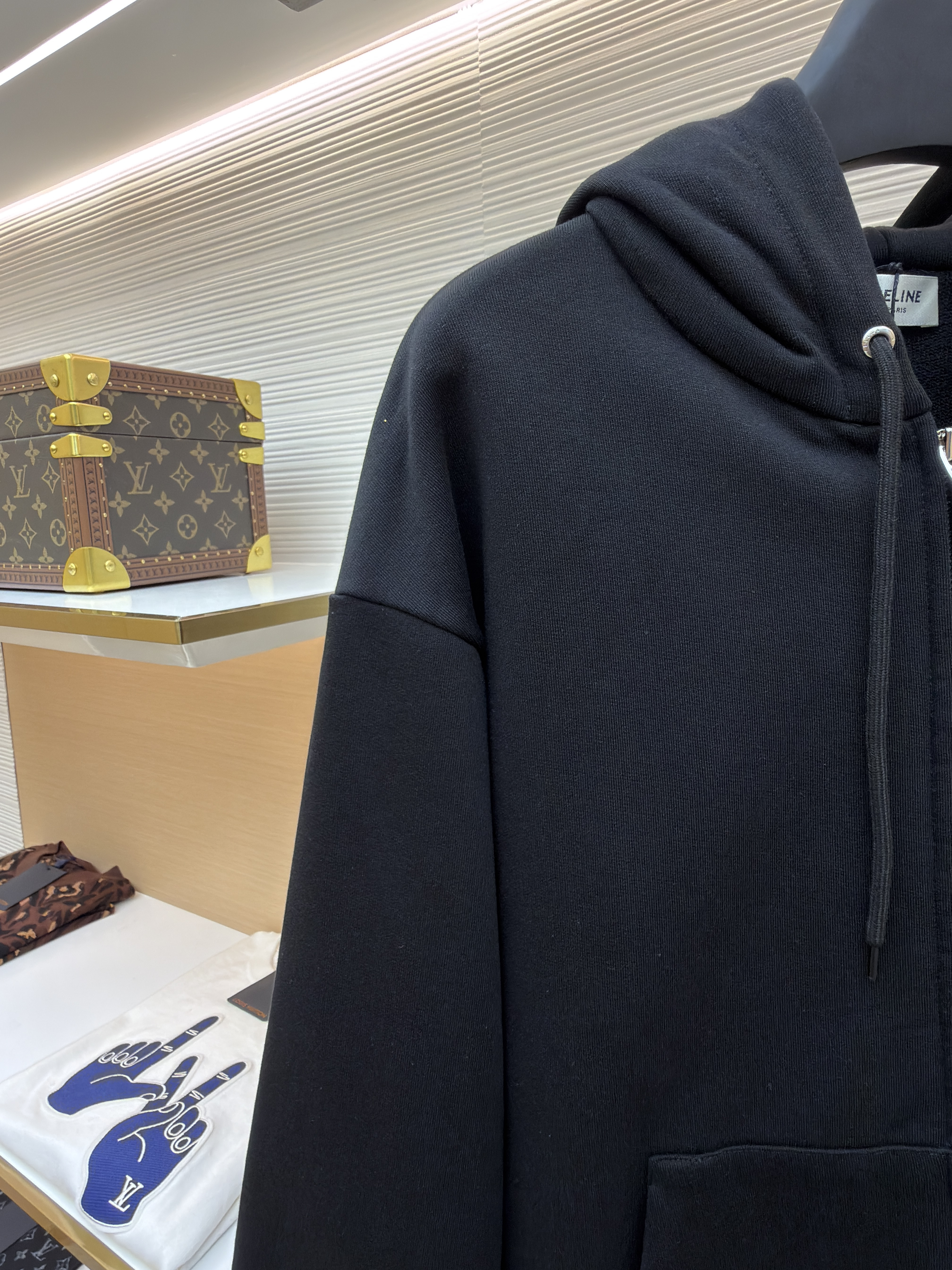CELINE 赛琳 印花拉链连帽卫衣 连帽衫 外套 夹克 长袖 黑色 B0