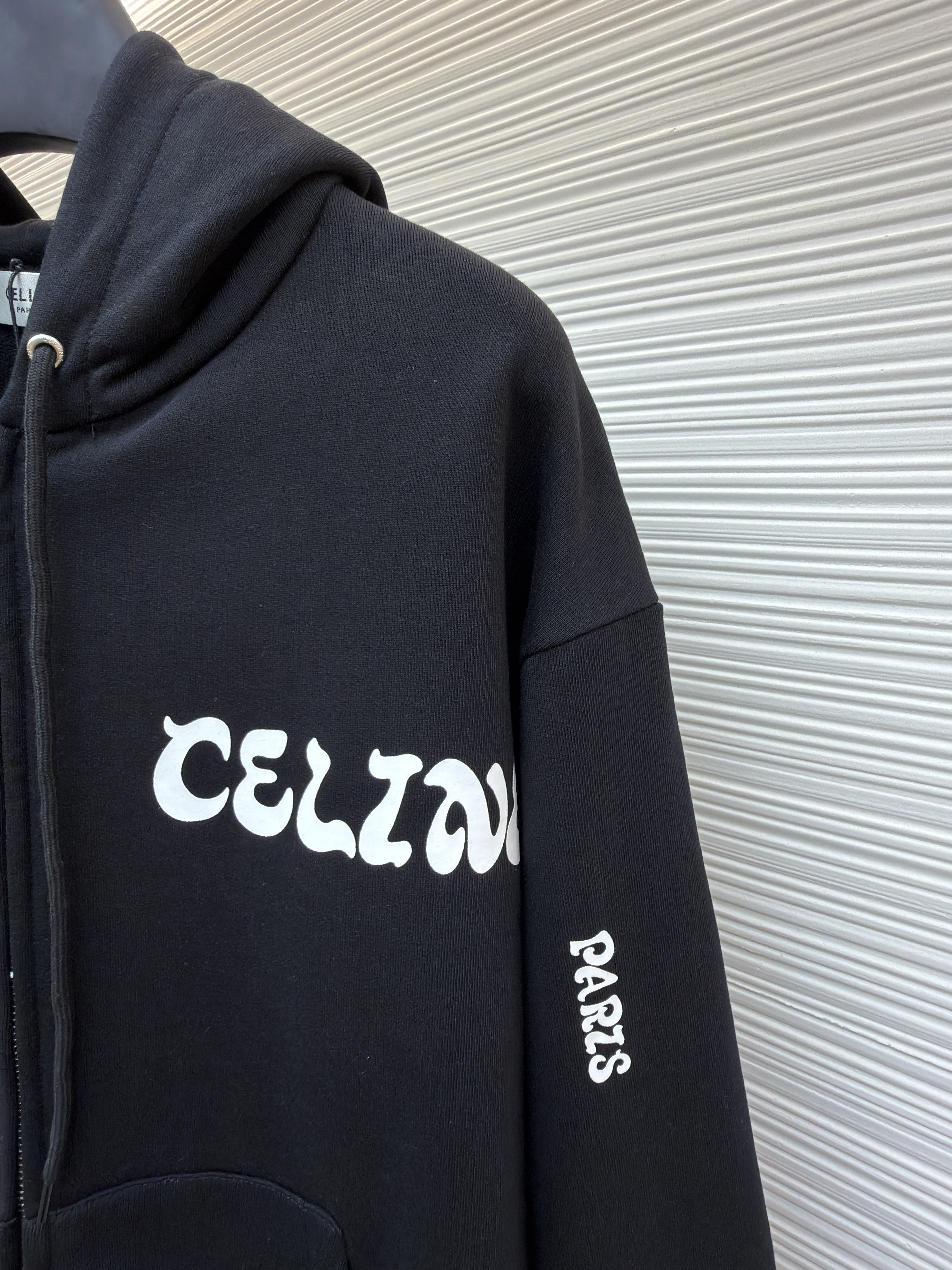CELINE 赛琳 印花拉链连帽卫衣 连帽衫 外套 夹克 长袖 黑色 B0