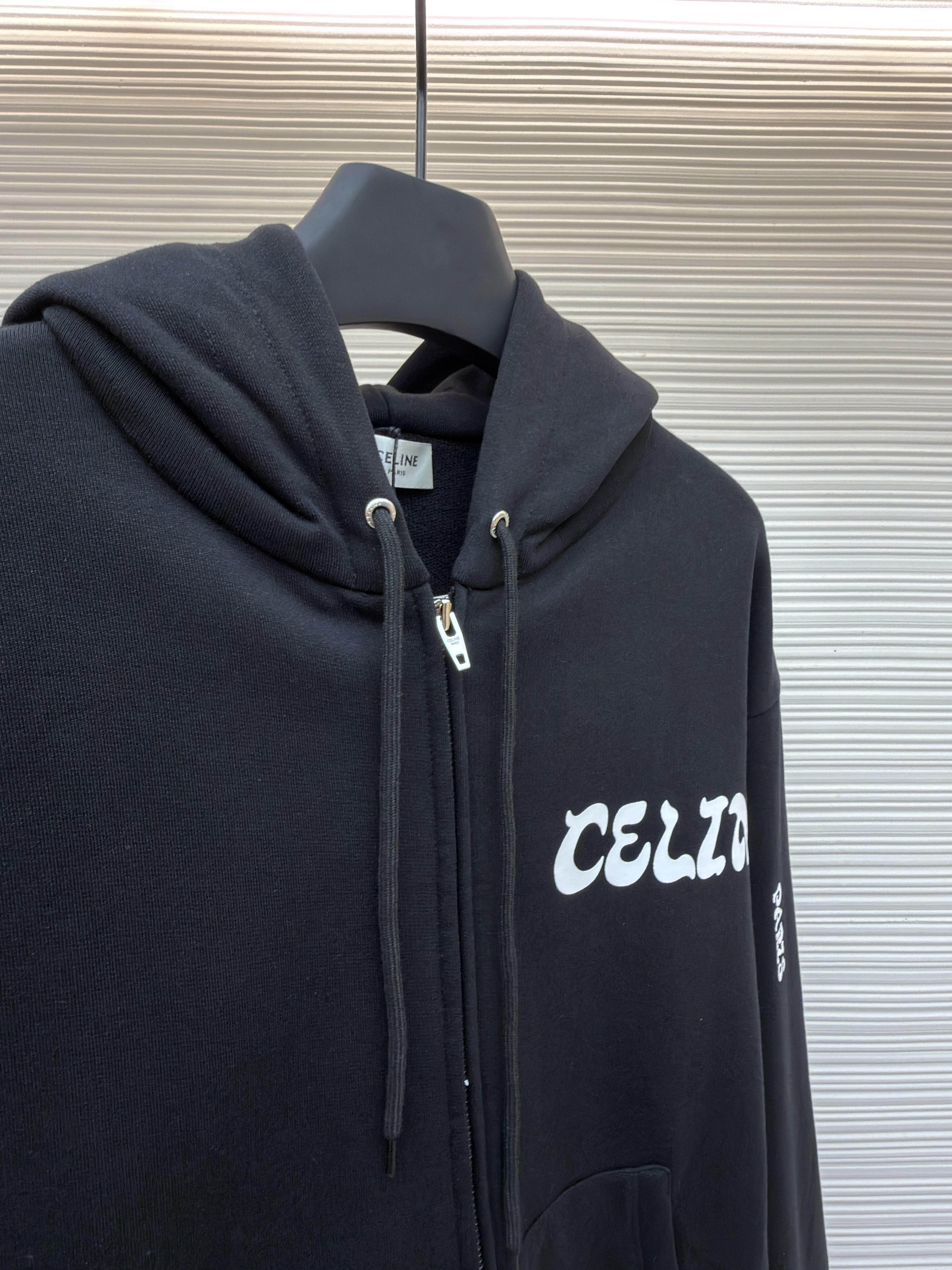 CELINE 赛琳 印花拉链连帽卫衣 连帽衫 外套 夹克 长袖 黑色 B0