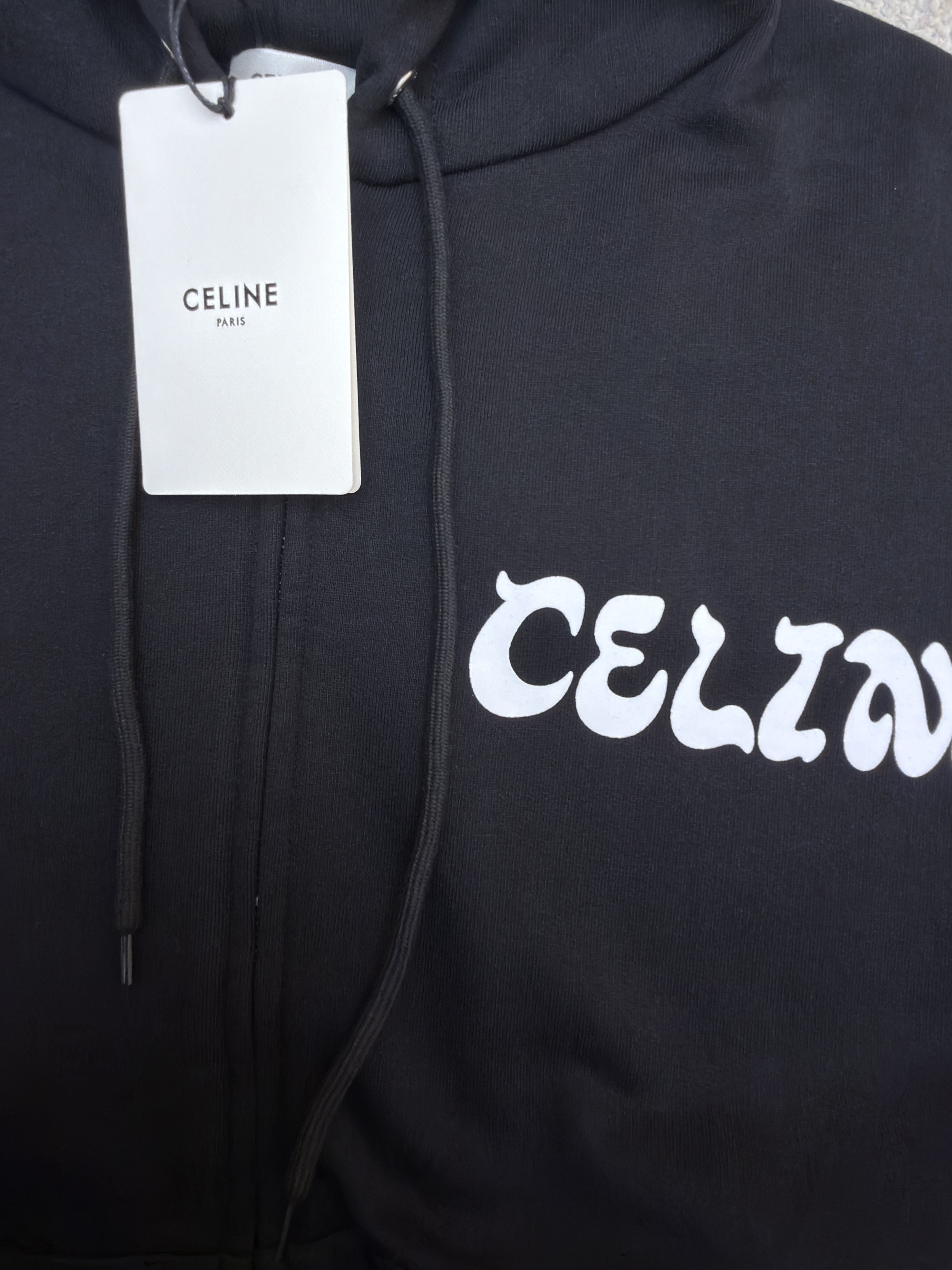 CELINE 赛琳 印花拉链连帽卫衣 连帽衫 外套 夹克 长袖 黑色 B0