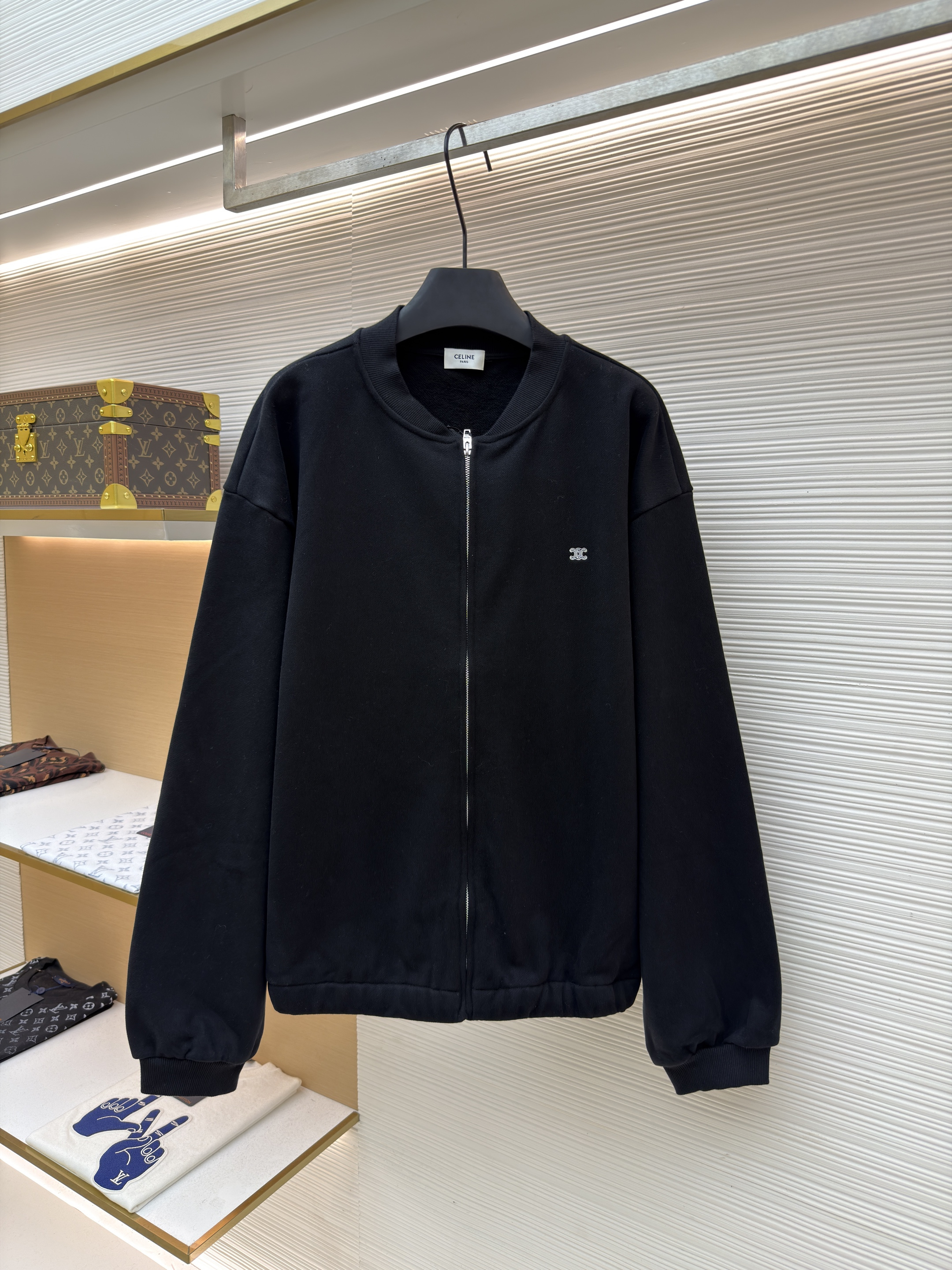 CELINE 赛琳 刺绣拉链棒球服外套 夹克 长袖 秋冬 黑色 B2