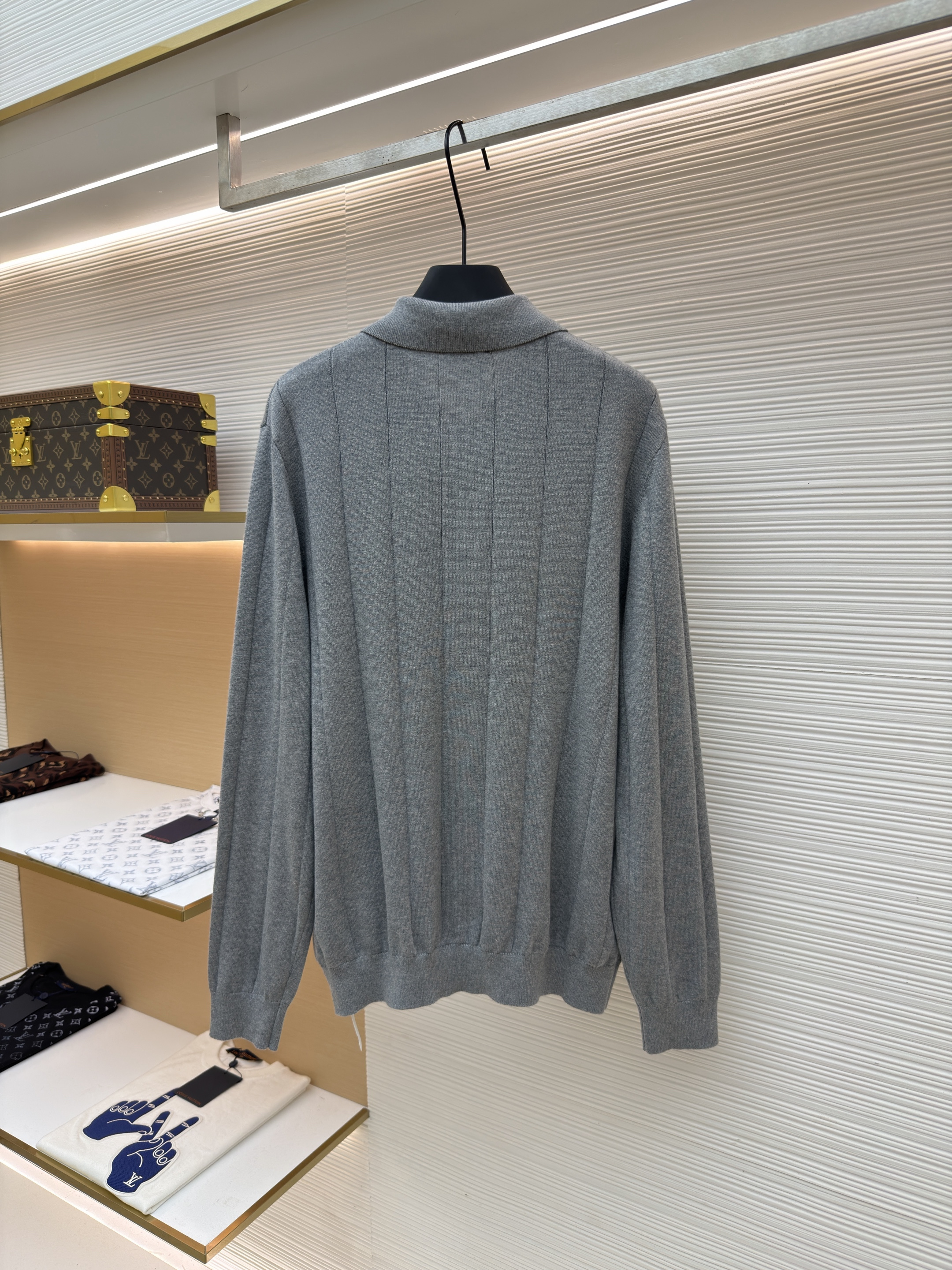 CELINE 赛琳 刺绣套头Polo领针织毛衣 针织衫 外套 长袖 灰色 黑色 B2