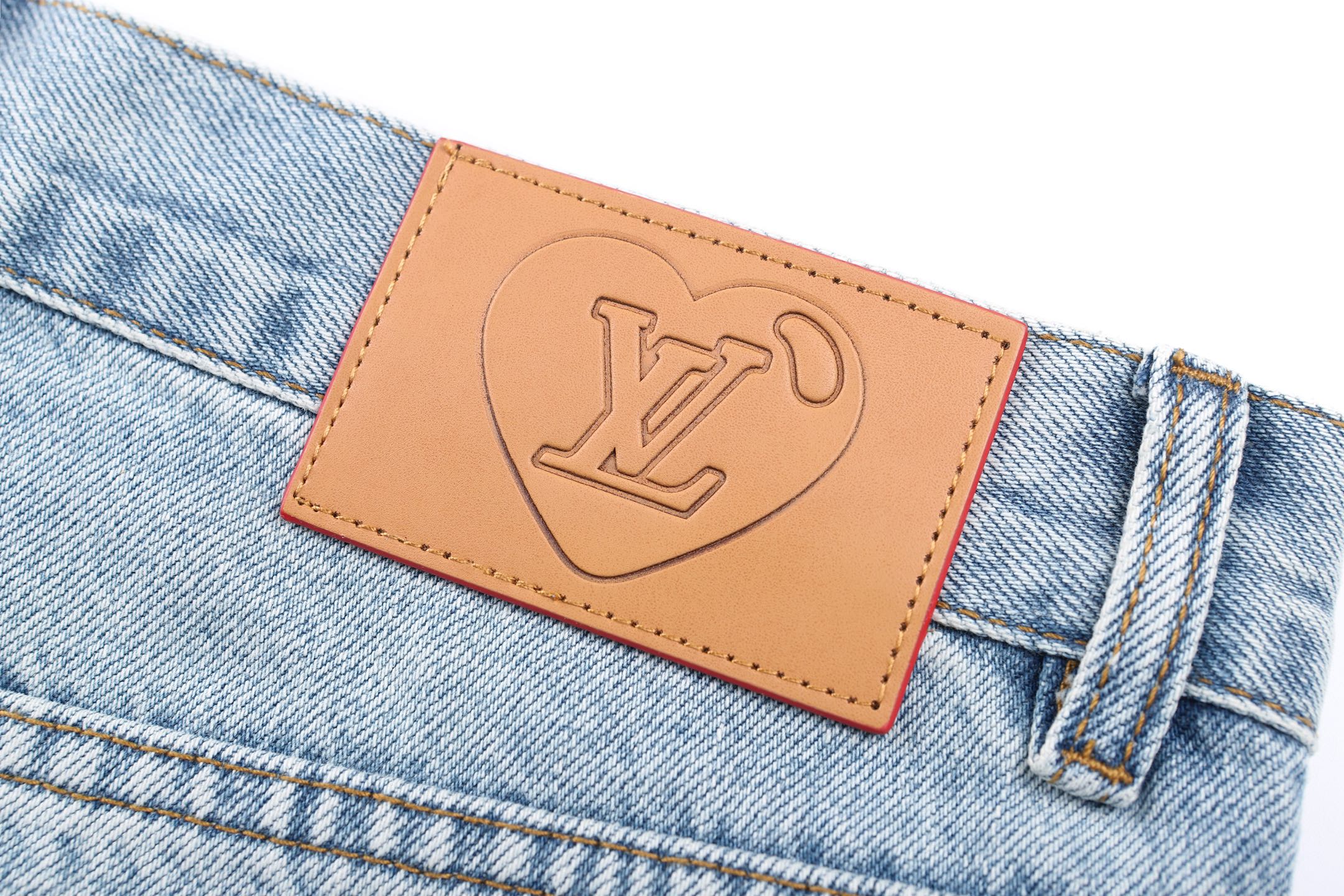LOUIS VUITTON 路易威登 皮革五金标识CVD滑板牛仔裤 裤子 长裤 蓝色 C0