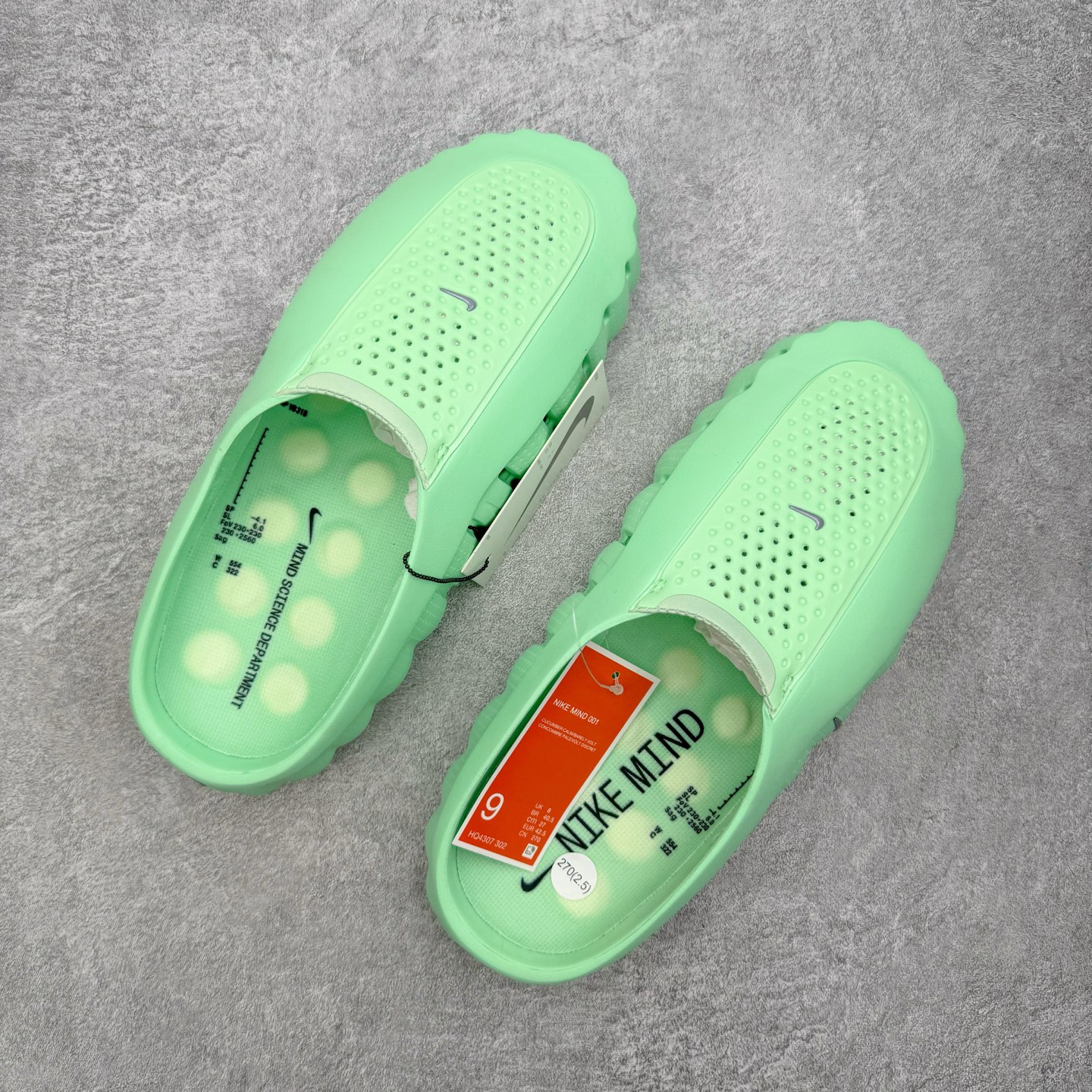 Nike Mind 001 按摩鞋 舒适柔软 包头 拖鞋男女同款  黄瓜绿 HQ4307-302