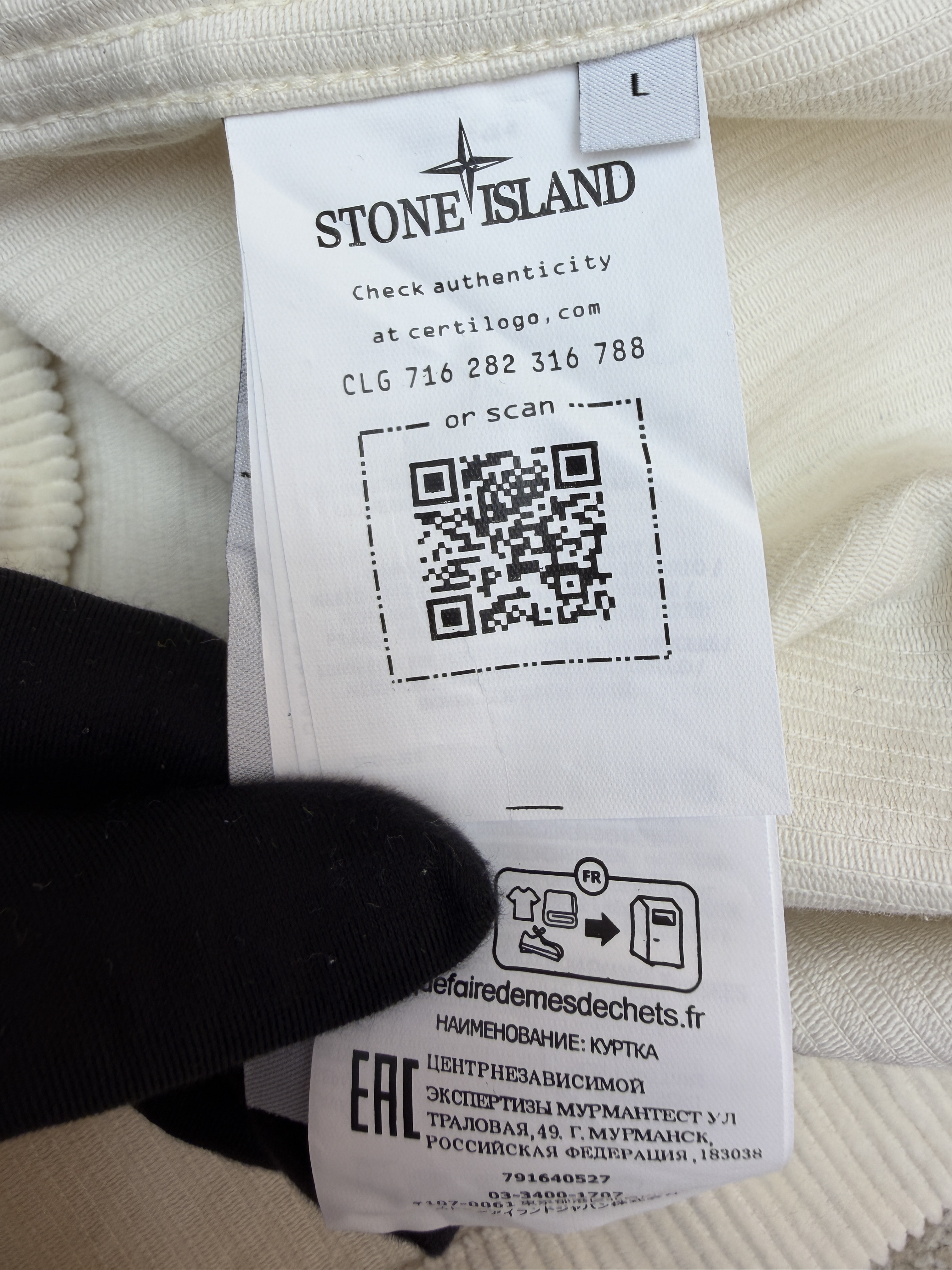 STONE ISLAND 石头岛 灯芯绒徽章口袋衬衫外套 夹克 长袖 黑色 米白色 B0