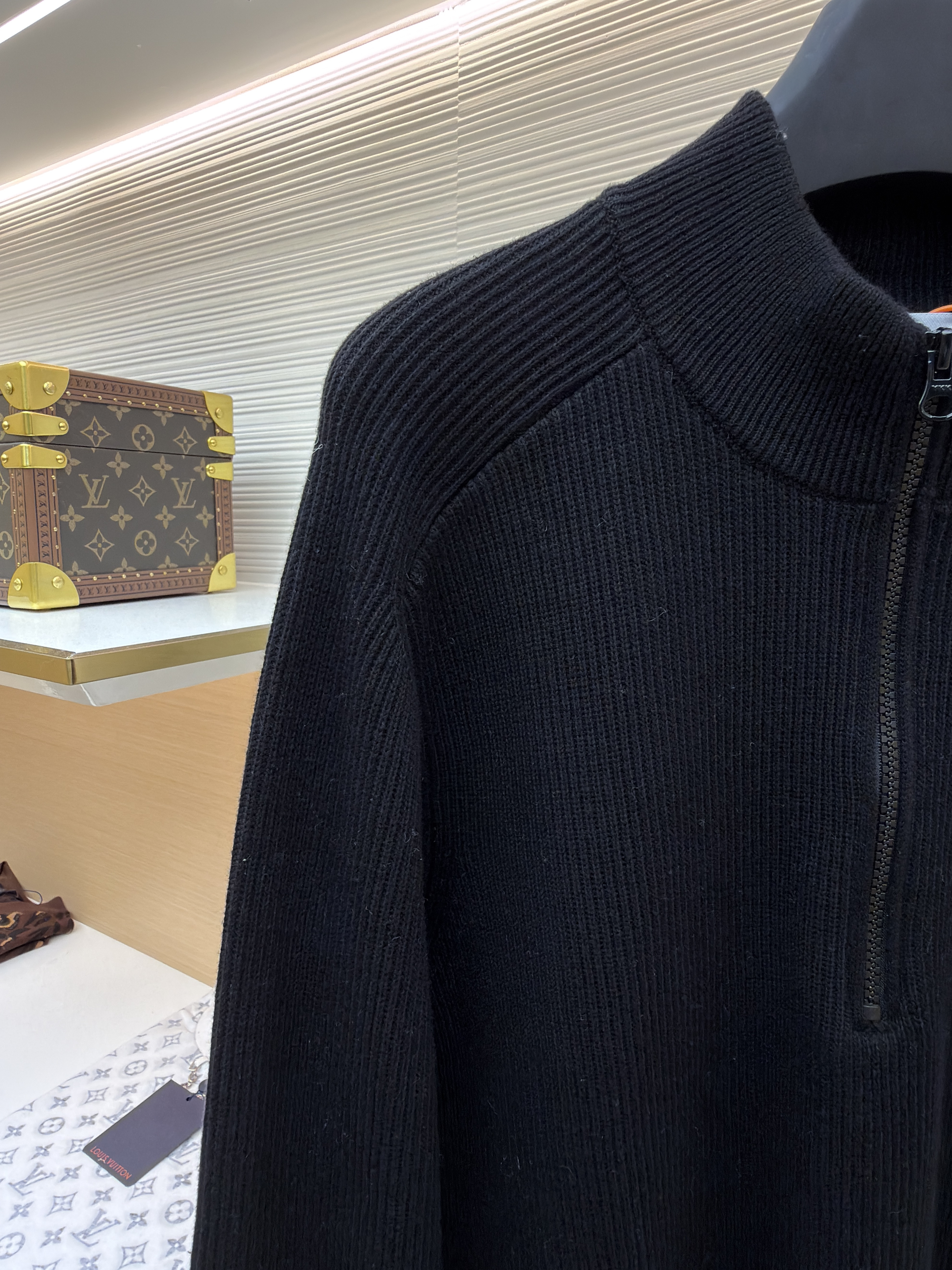 STONE ISLAND 石头岛 徽标半拉链立领针织衫 毛衣 长袖 外套 黑色 B0