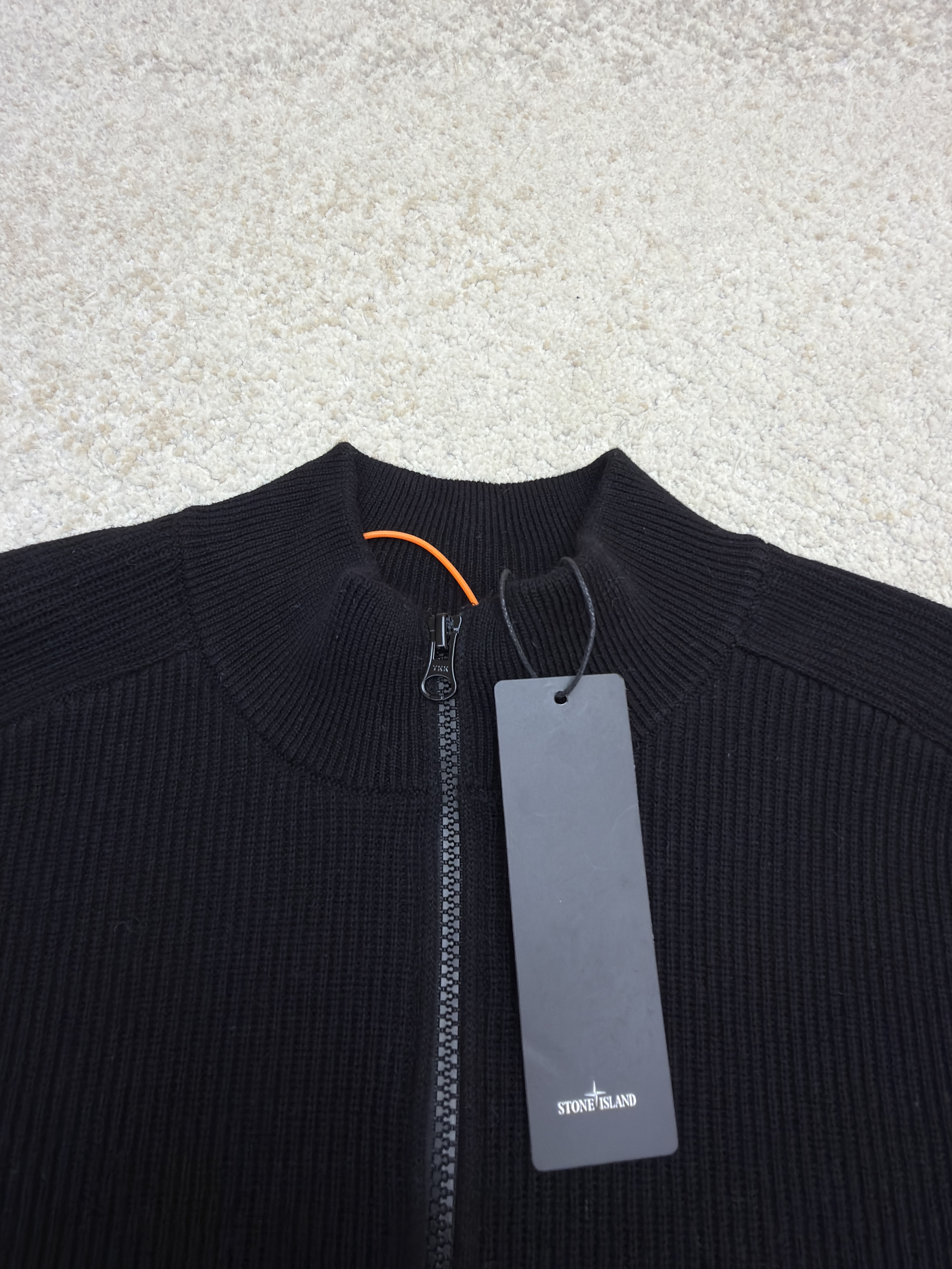 STONE ISLAND 石头岛 徽标半拉链立领针织衫 毛衣 长袖 外套 黑色 B0