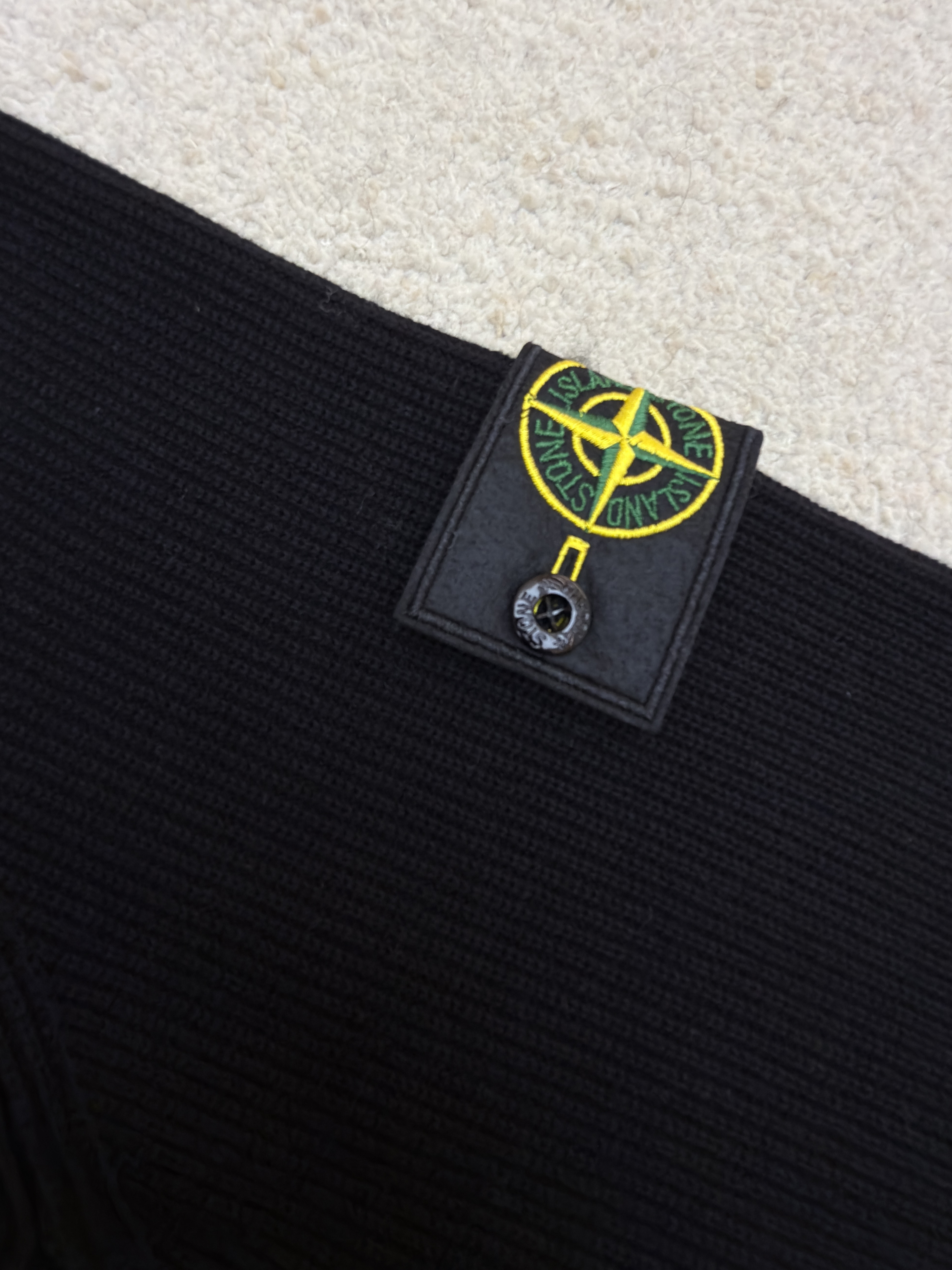 STONE ISLAND 石头岛 徽标半拉链立领针织衫 毛衣 长袖 外套 黑色 B0