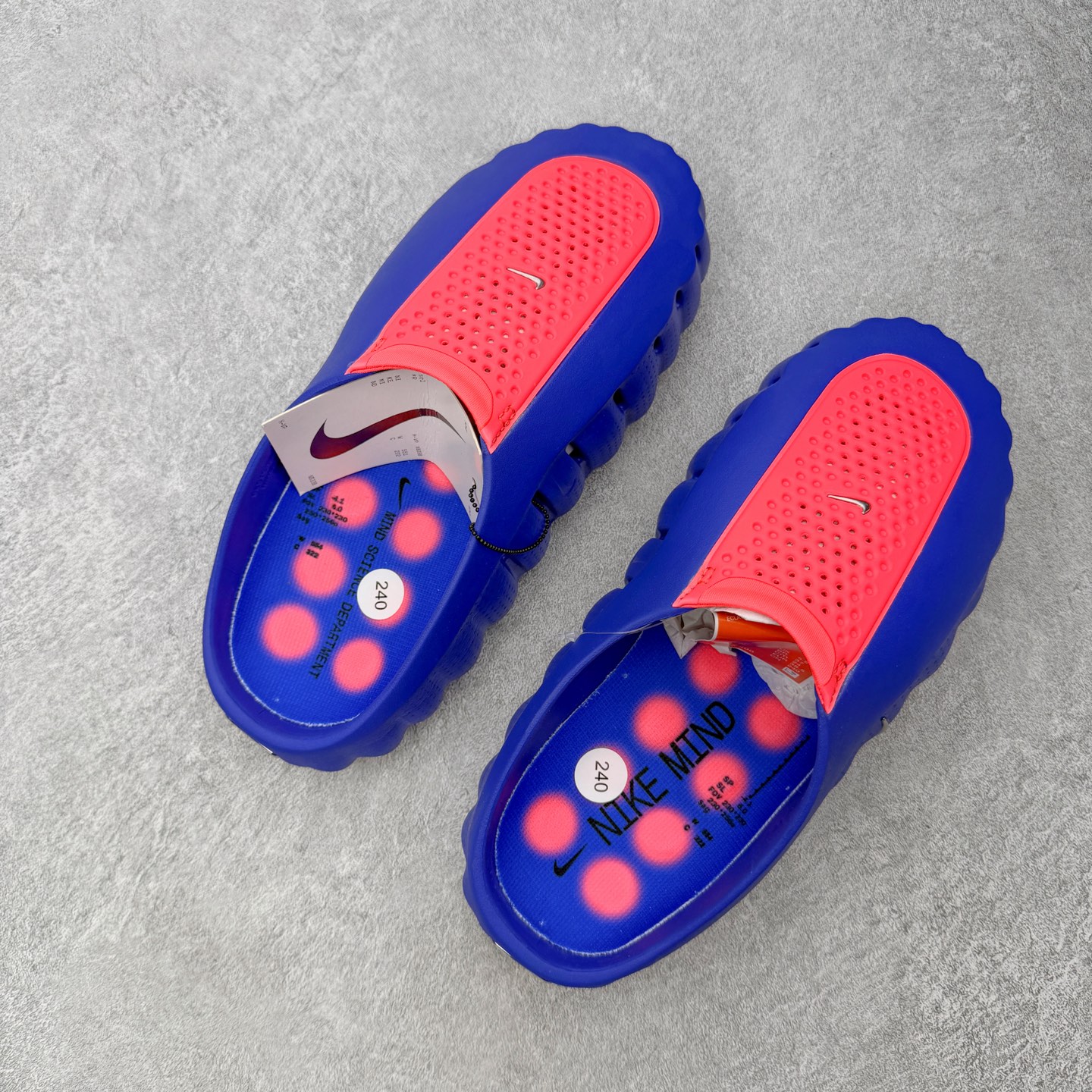 Nike Mind 001 按摩鞋 舒适柔软 包头 拖鞋男女同款  蓝红 HQ4307-200