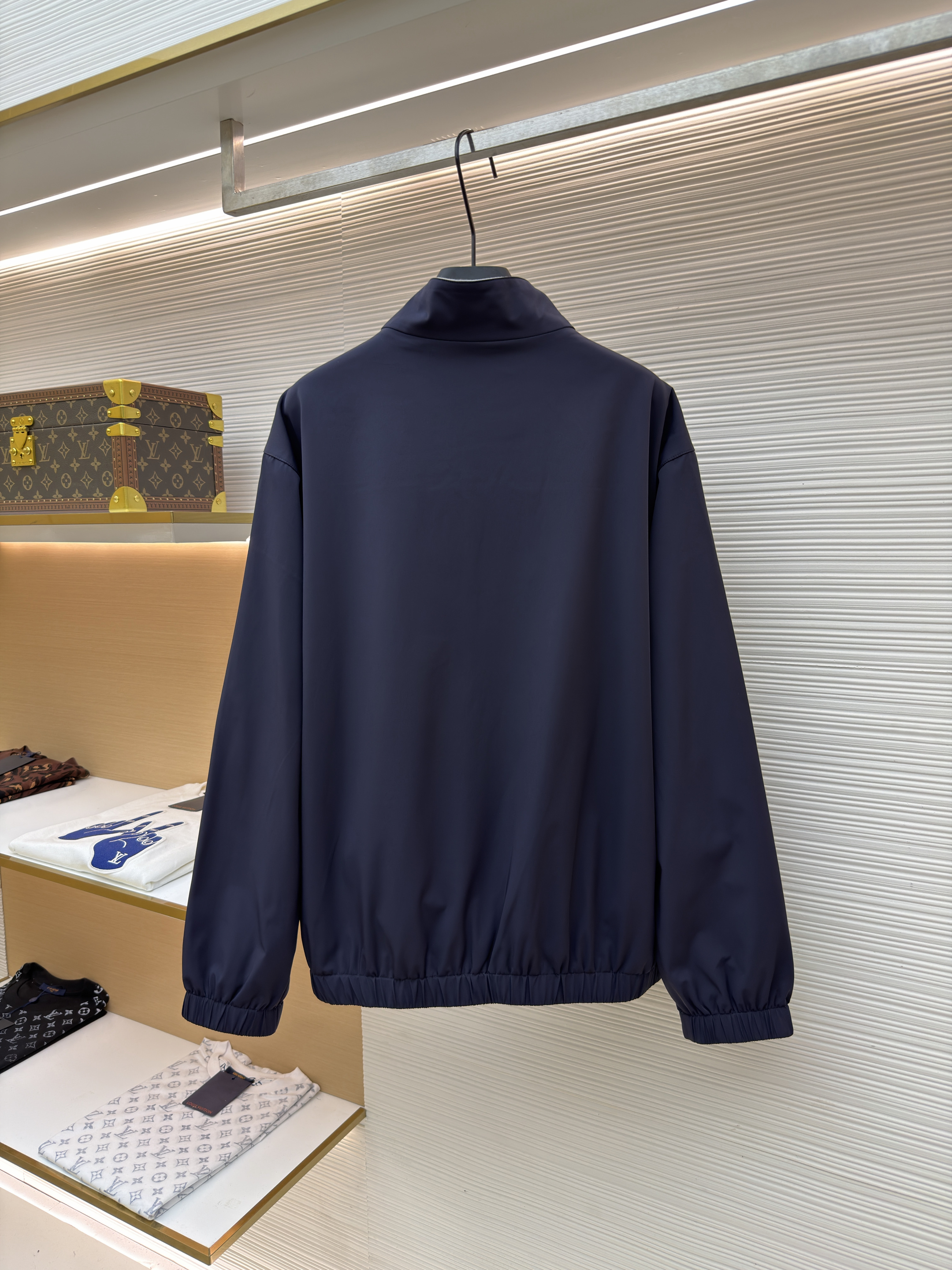 Brunello Cucinelli 标识双面两穿拉链立领夹克 外套 长袖 秋冬款 藏蓝色/灰色 C5